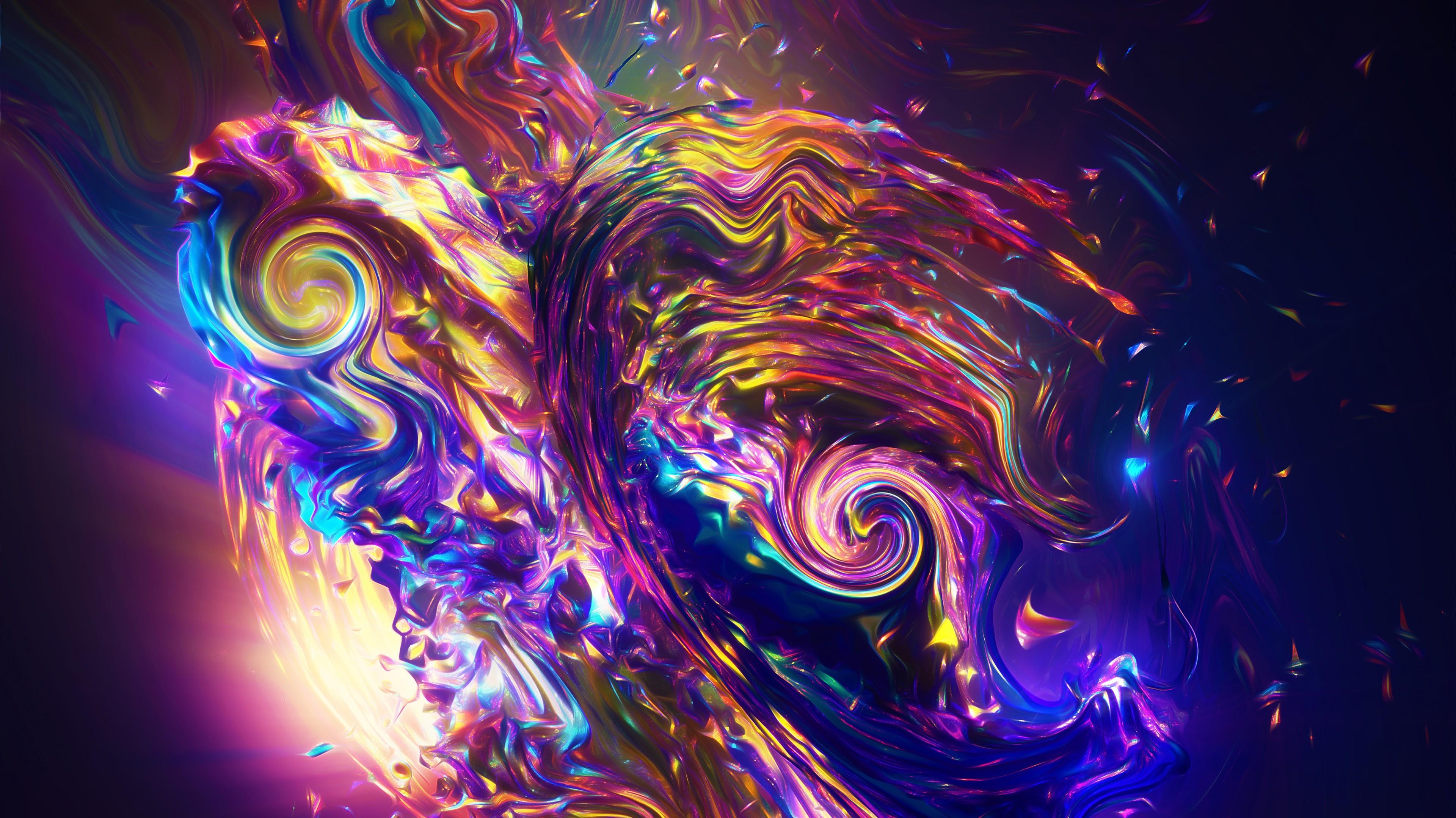 3840x2160 Abstract Colorful Wave Background 4K Wallpaper