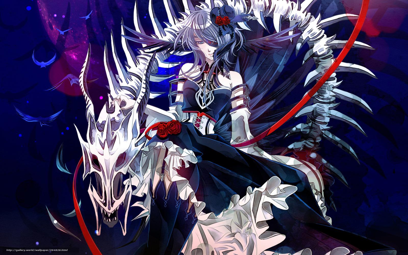 1600x1000 Download Wallpaper Girl, Skeleton, Rose, Stockings Girl With A Bone Dragon