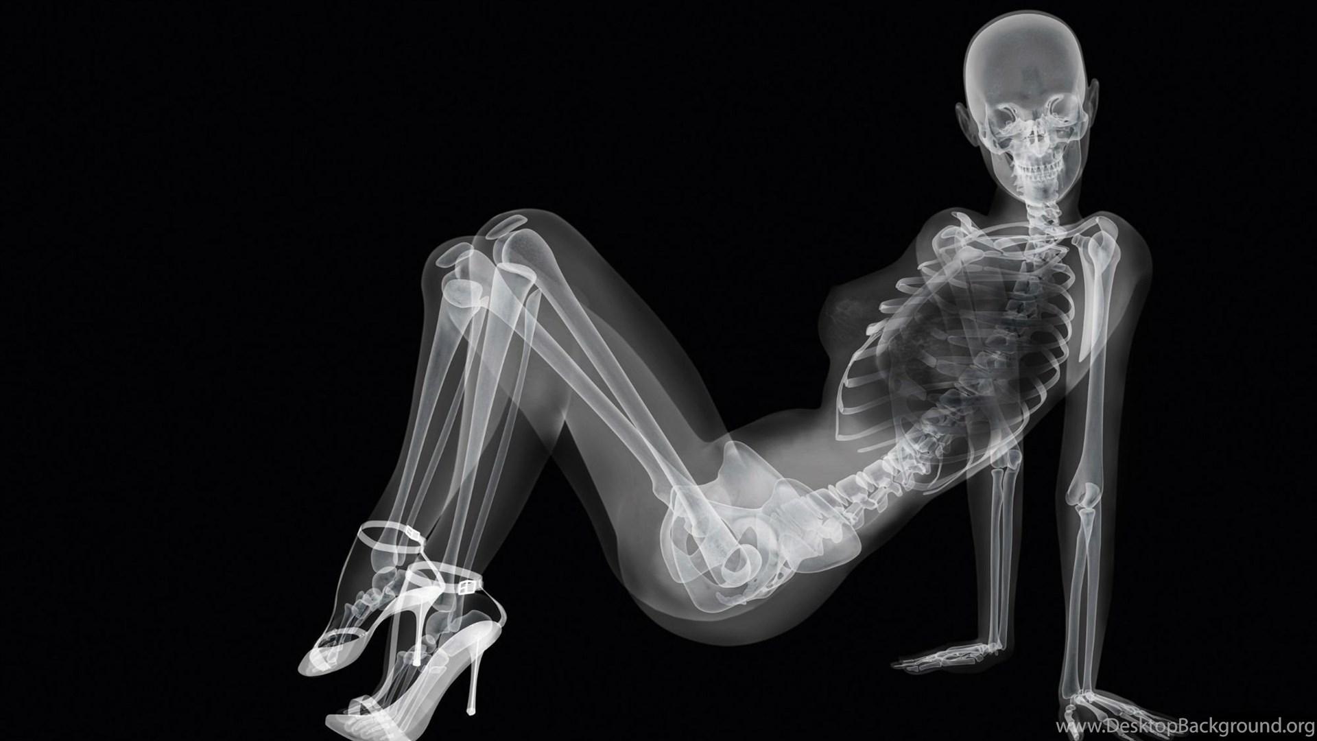 1920x1080 Download Wallpaper Girl, Skeleton, X ray, Black Background. Desktop Background