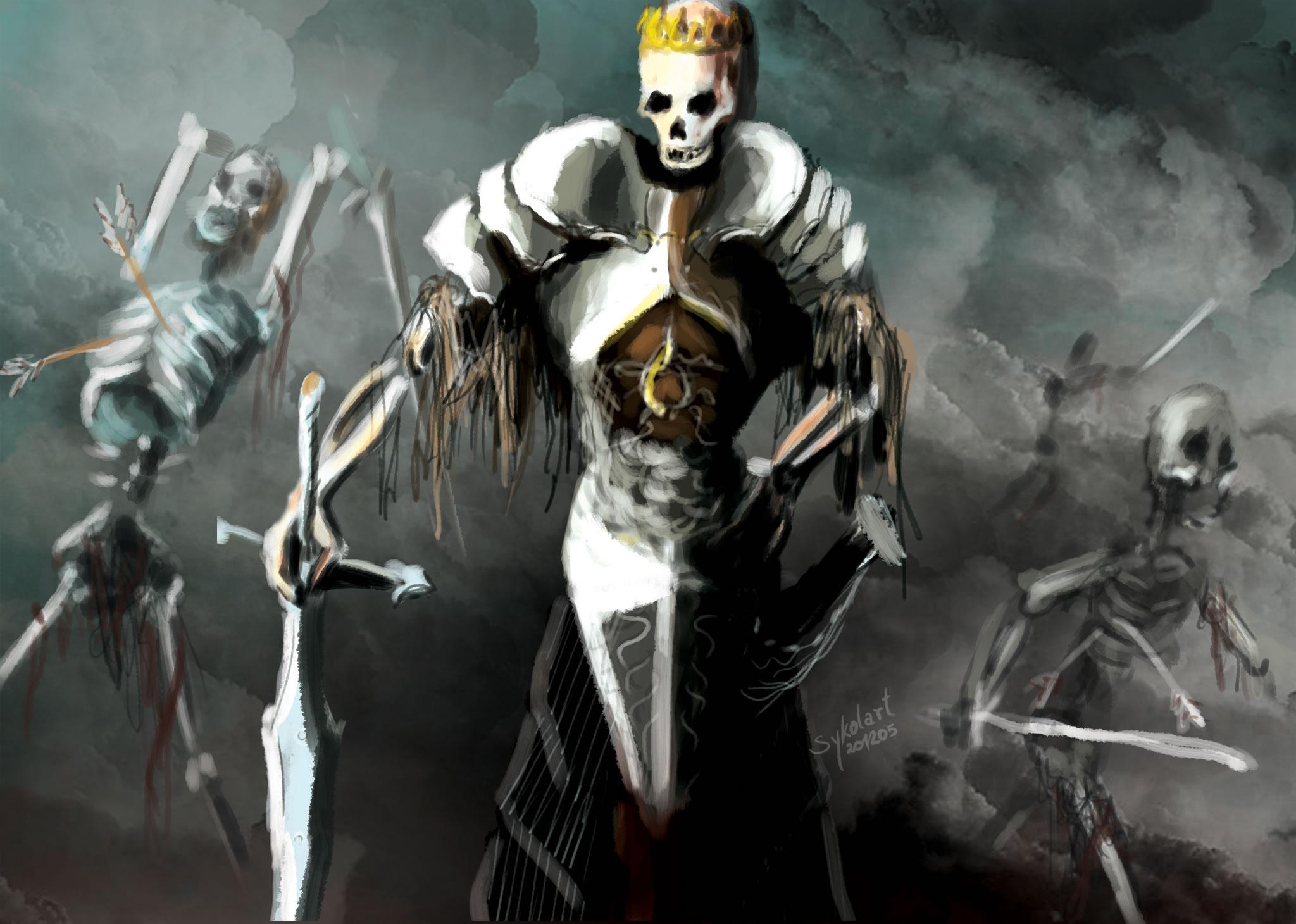 2048x1460 Battle Elf Fantasy Girl Skeleton Sykol Undead Wallpaper:2048x1460
