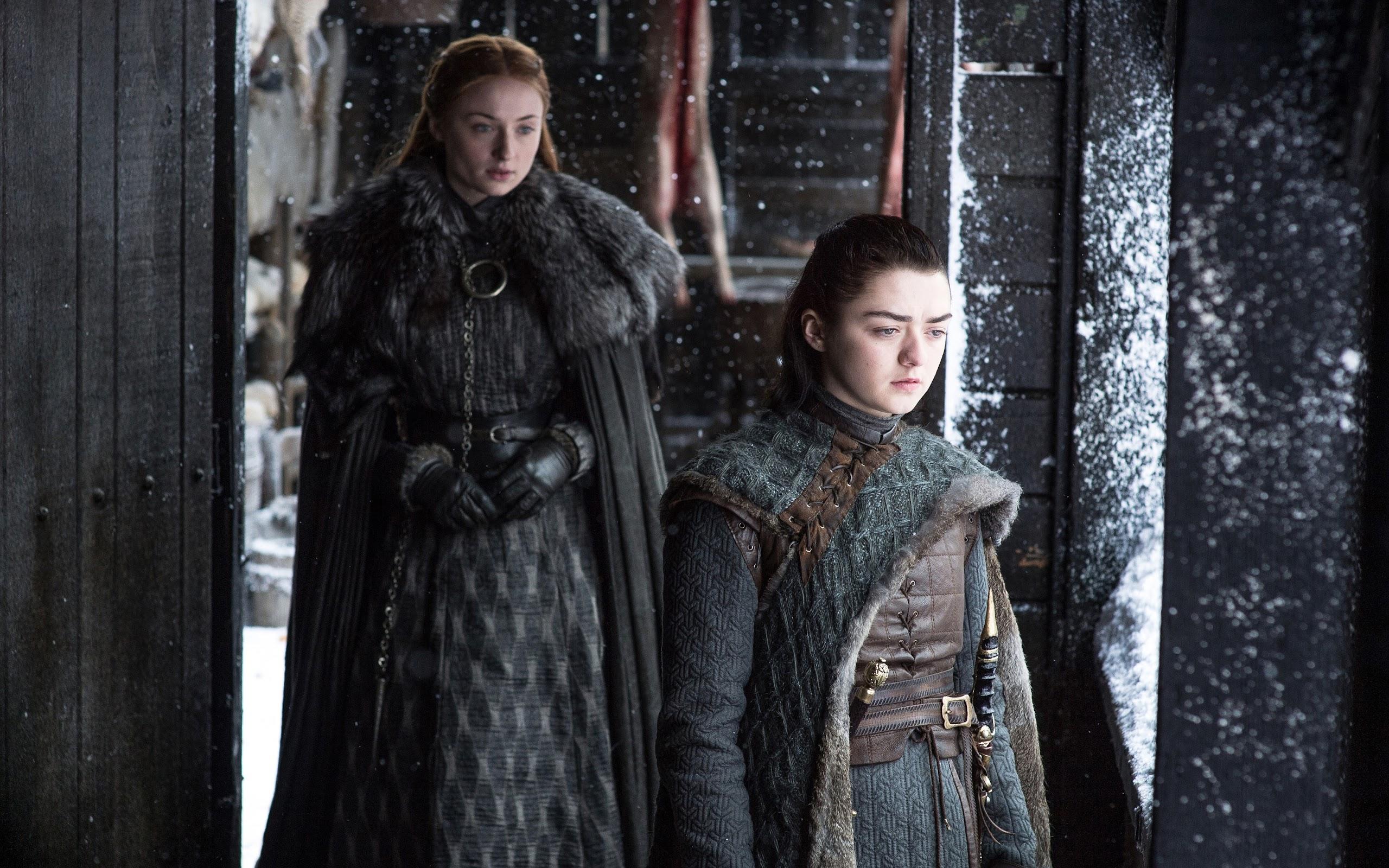 2560x1600 Arya Stark and Sansa Stark Game of Thrones Season 8 4K Wallpaper
