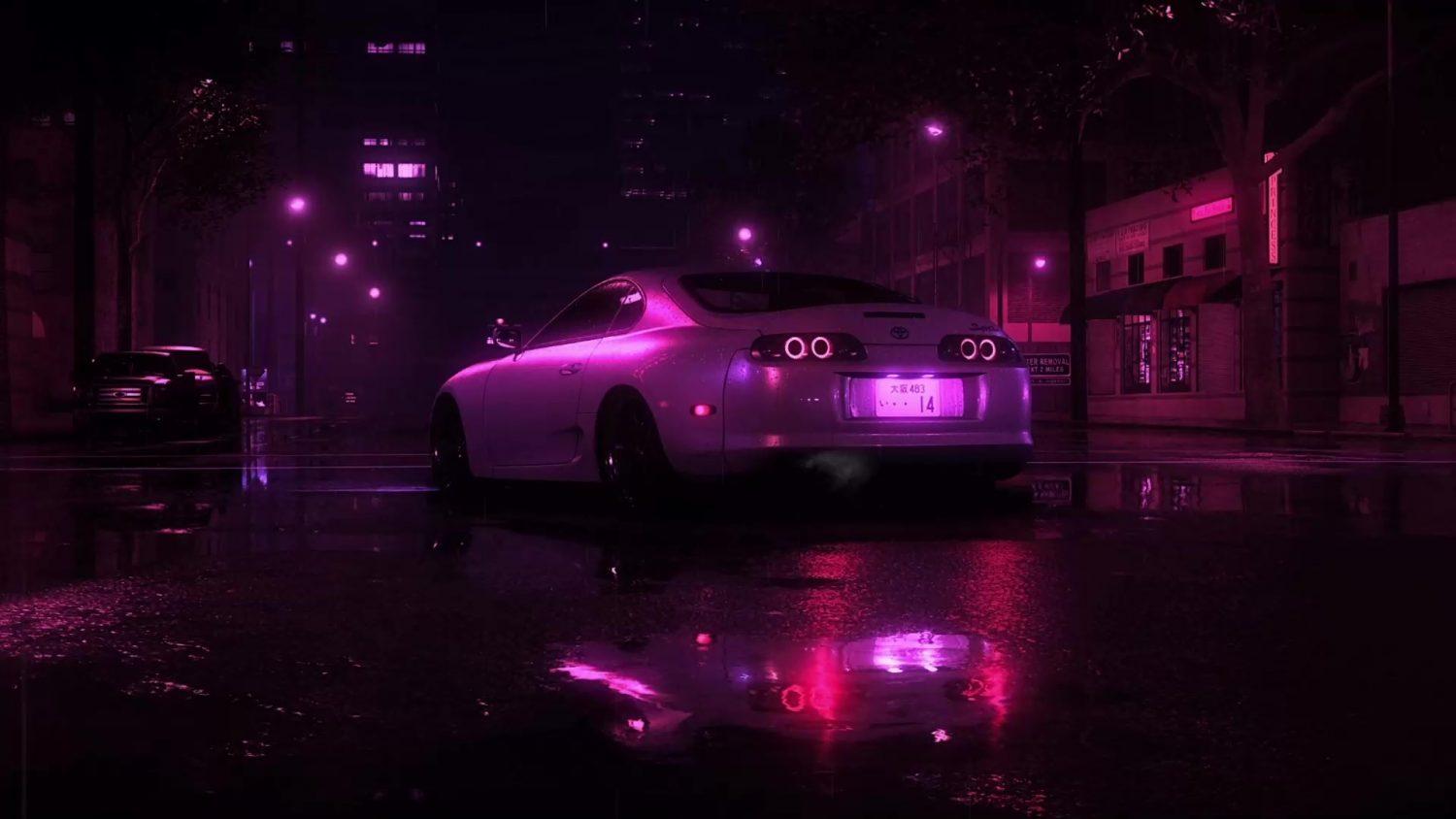 1500x844 Neon Night Toyota Supra Live Wallpaper