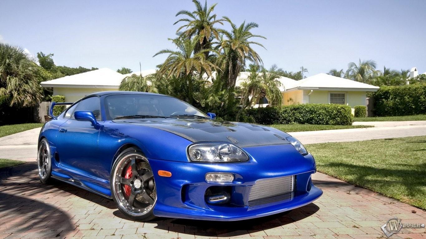 1366x768 Toyota Supra, Toyota, Supra, Miami, Car, Blue Cars Wallpaper HD / Desktop and Mobile Background