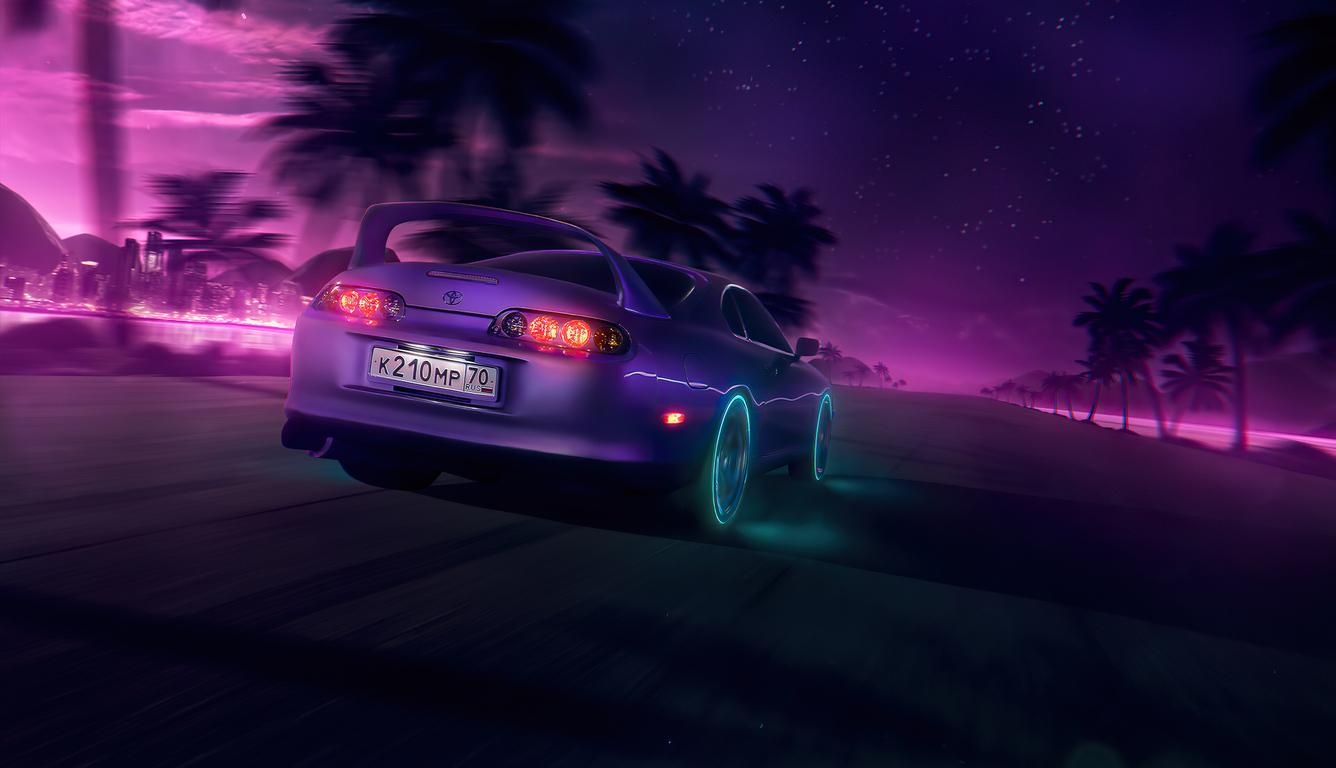1336x768 NeonNight Toyota Supra 4k Laptop HD HD 4k Wallpaper, Image, Background, Photo and Picture