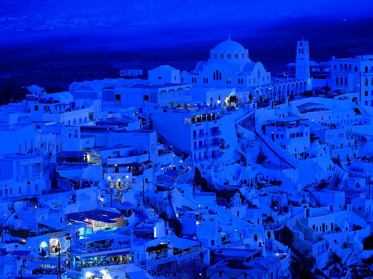 1200x900 Cool wallpaper Night Cities, Blue, Snow. FREE Download background