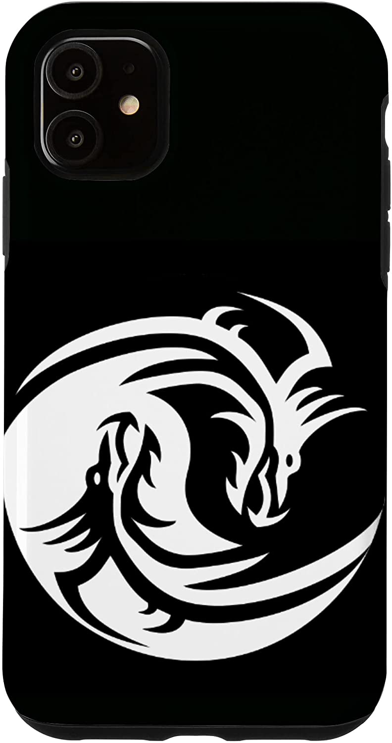 792x1500 IPhone X XS Dragon Yin Yang White And Black Dragon On Black Background Case : Cell Phones & Accessories