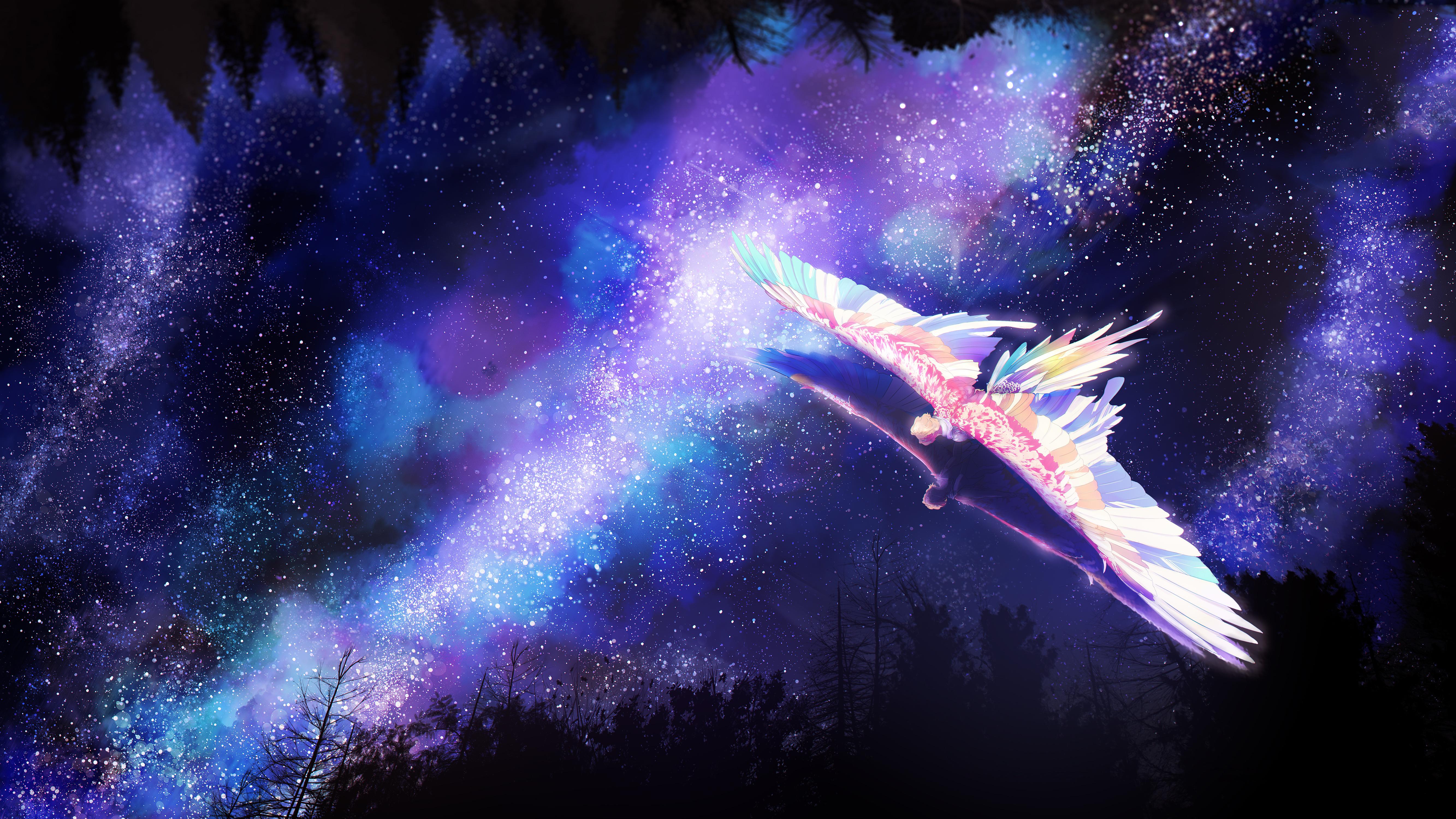 5333x3000 Blue Angel Colorful Wings Flying 5k, HD Artist, 4k Wallpaper, Image, Background, Photo and Picture