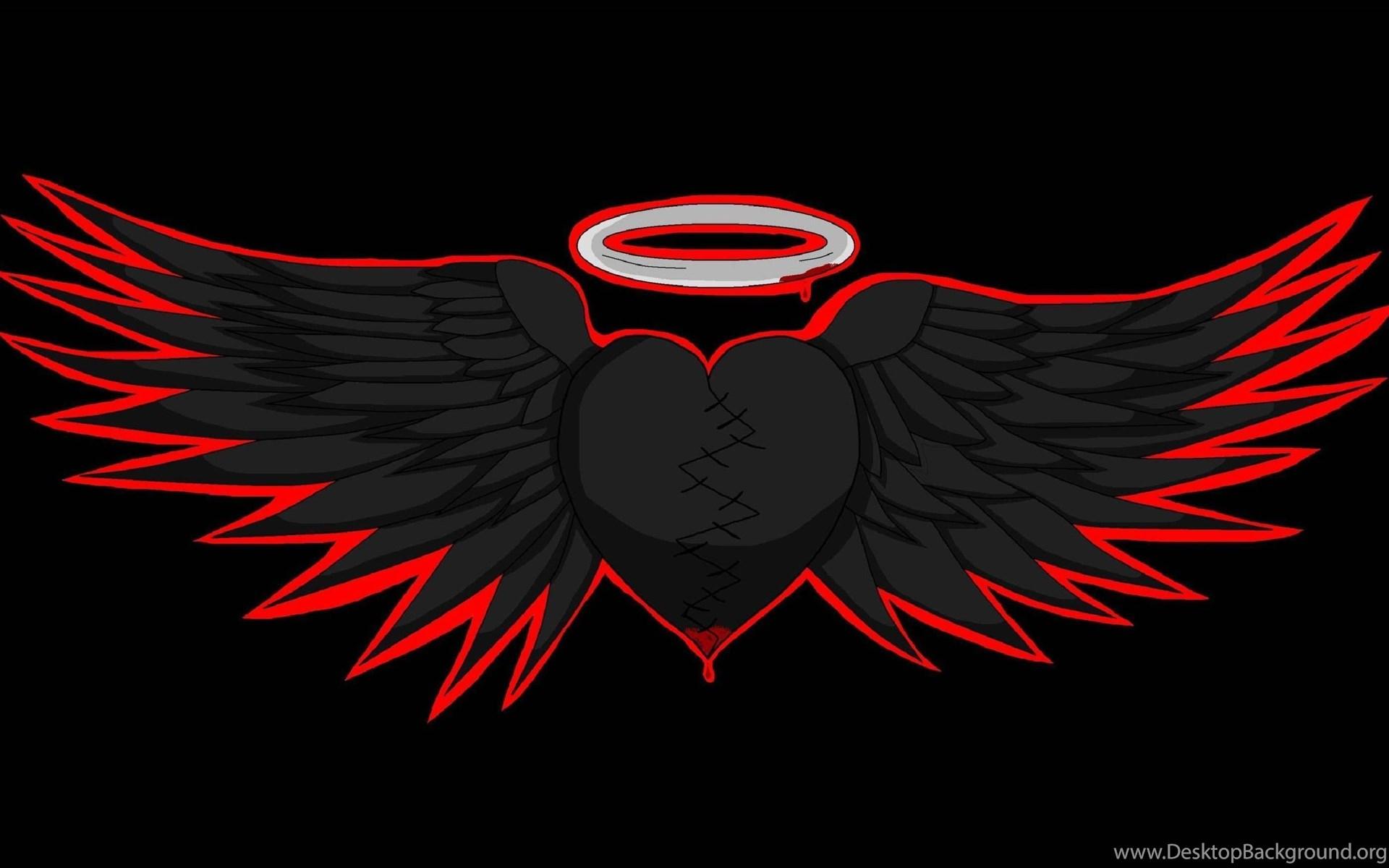 1920x1200 Black Hearted Angel Wings Wallpaper Desktop Background