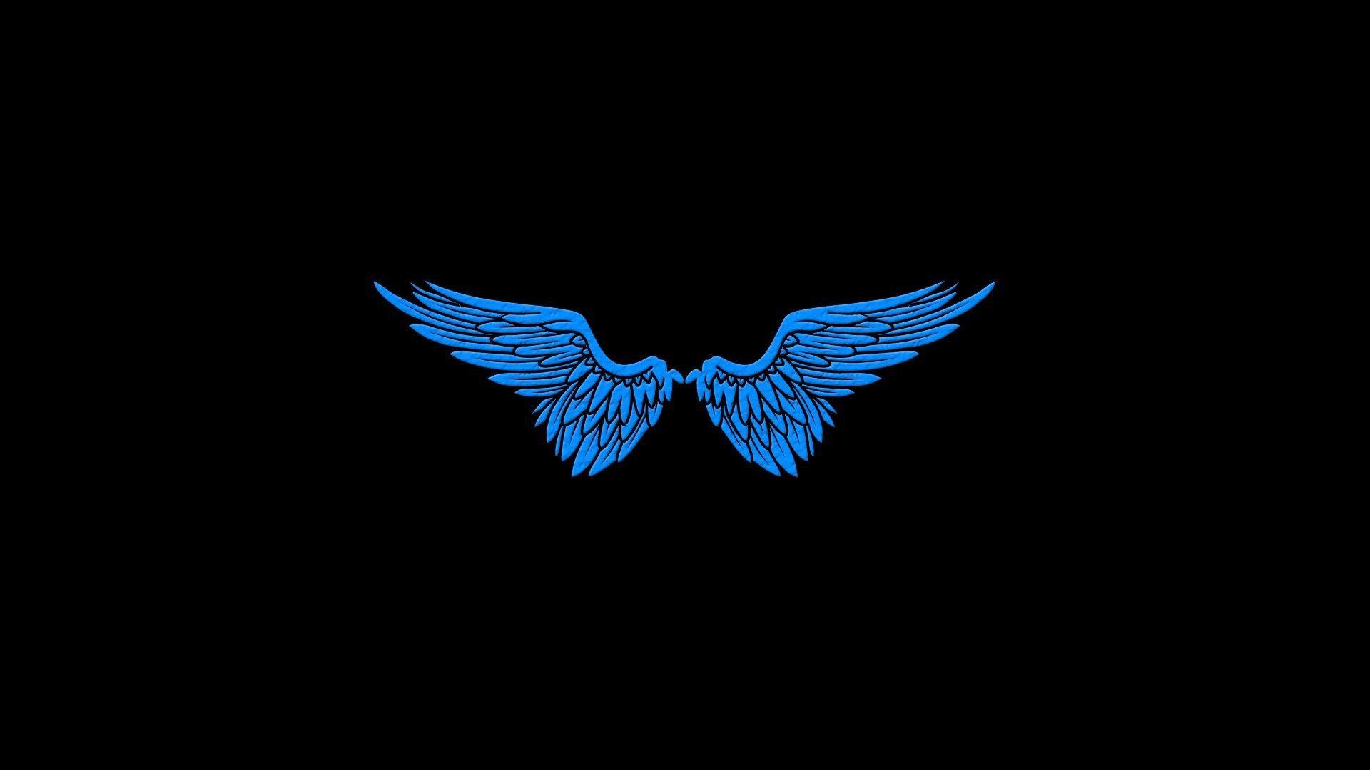 1920x1080 Angels blue wings black minimalistic simple wallpaper. Blue wings, Wings wallpaper, Simple wallpaper