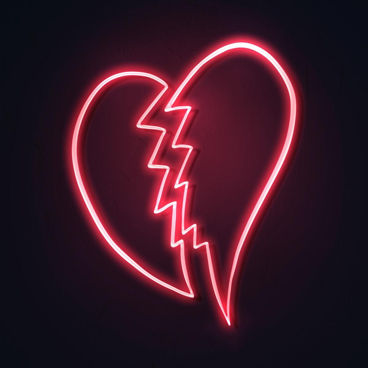 1200x1200 Neon red broken heart sticker