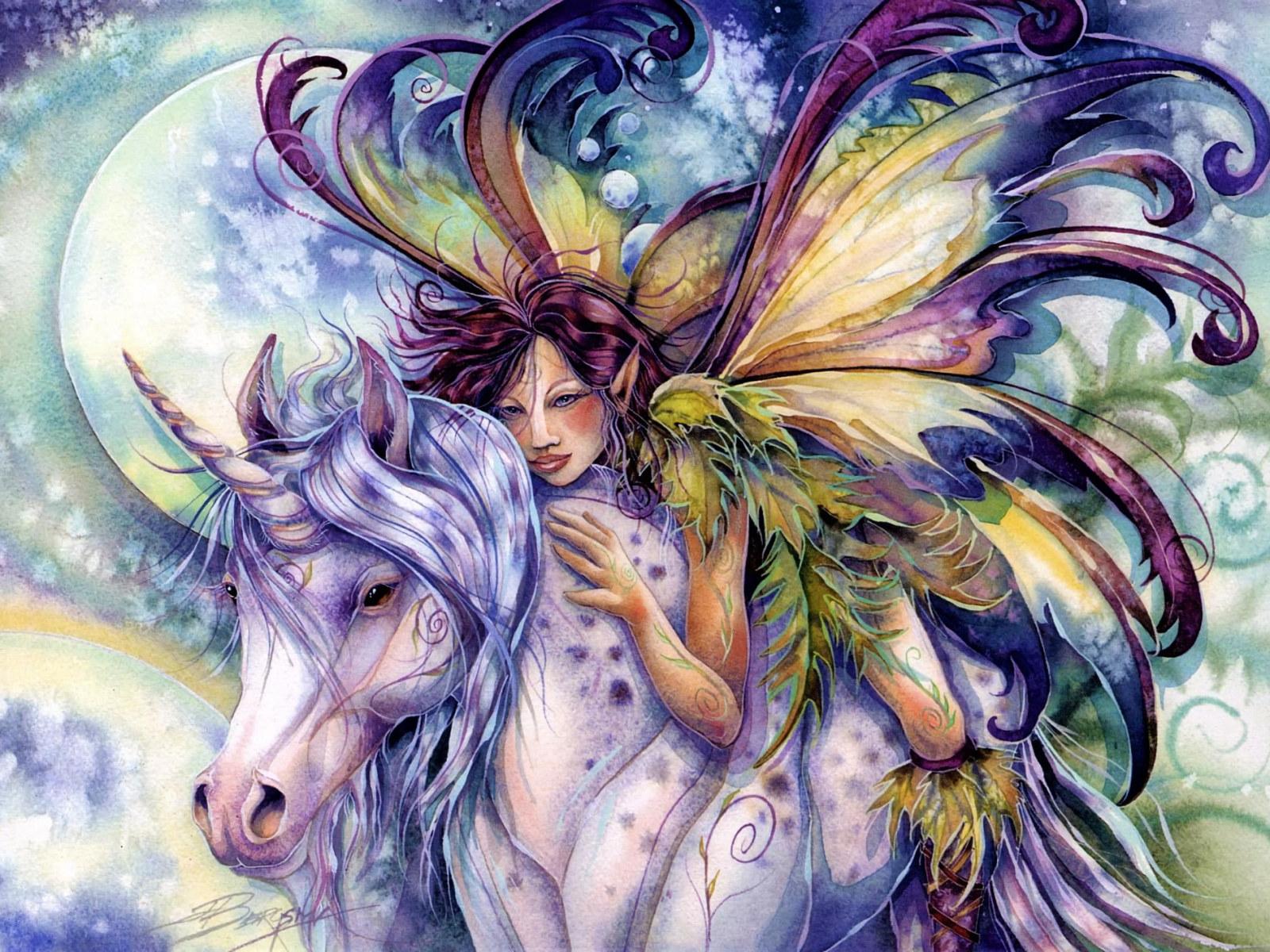 1600x1200 Fantasy Wallpaper, Fairy, Colorful, Unicorn, Watercolor, Wings • Wallpaper For You
