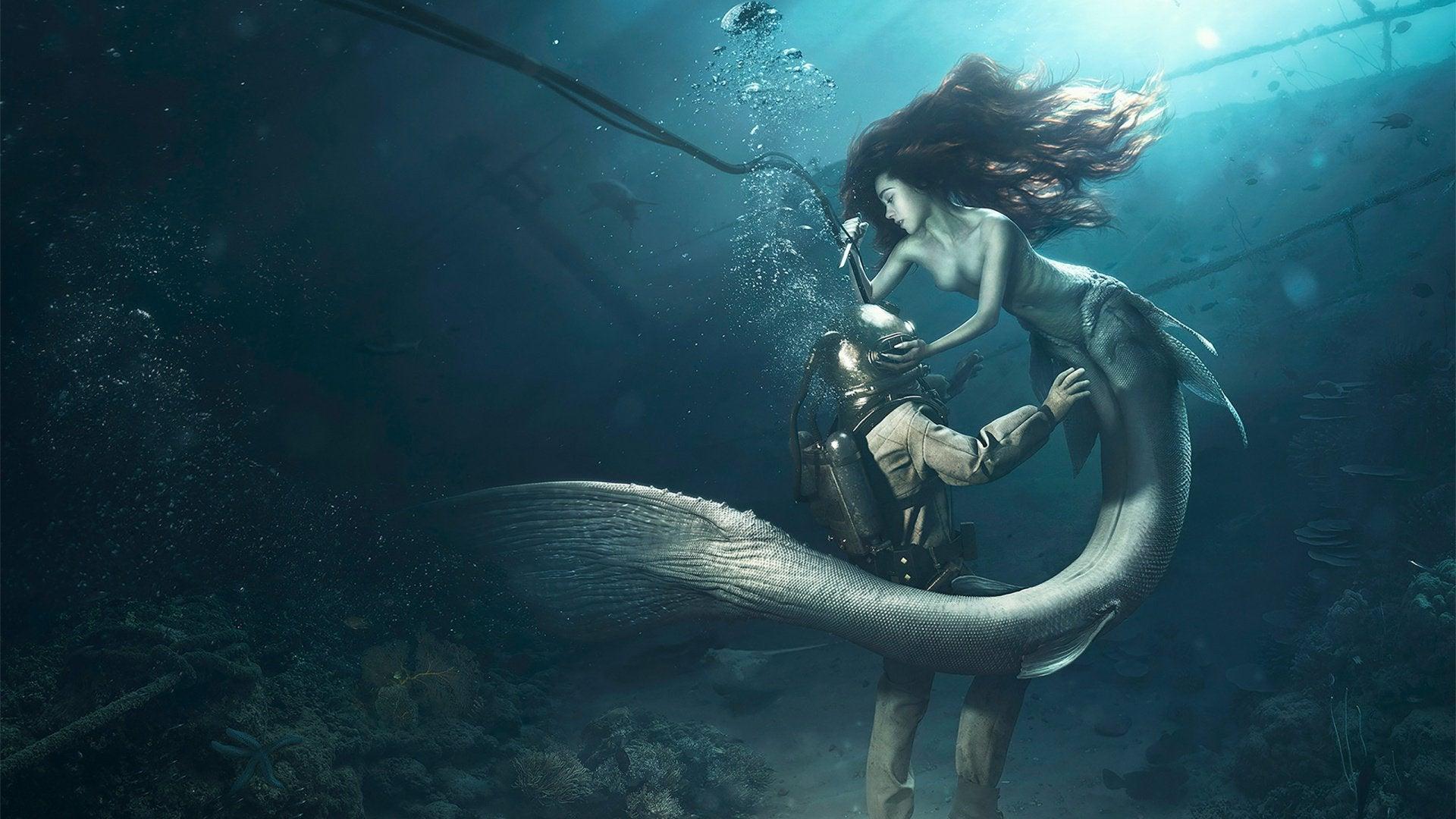 1920x1080 NSFW Diver and mermaid wallpaper 1920x1080