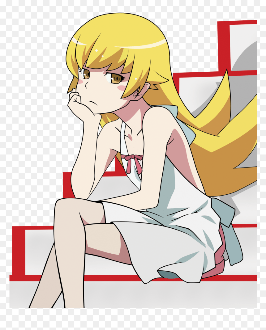 860x1068 Wallpaper Oshino Sitting, HD Png Download