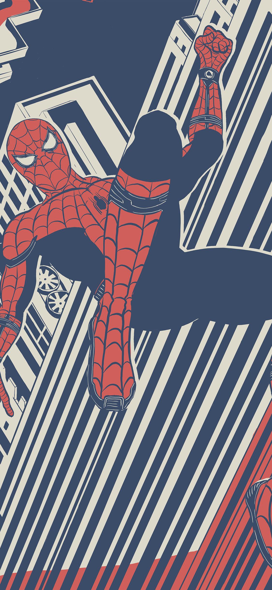 1125x2436 iPhone X wallpaper. spiderman hero painting marvel art
