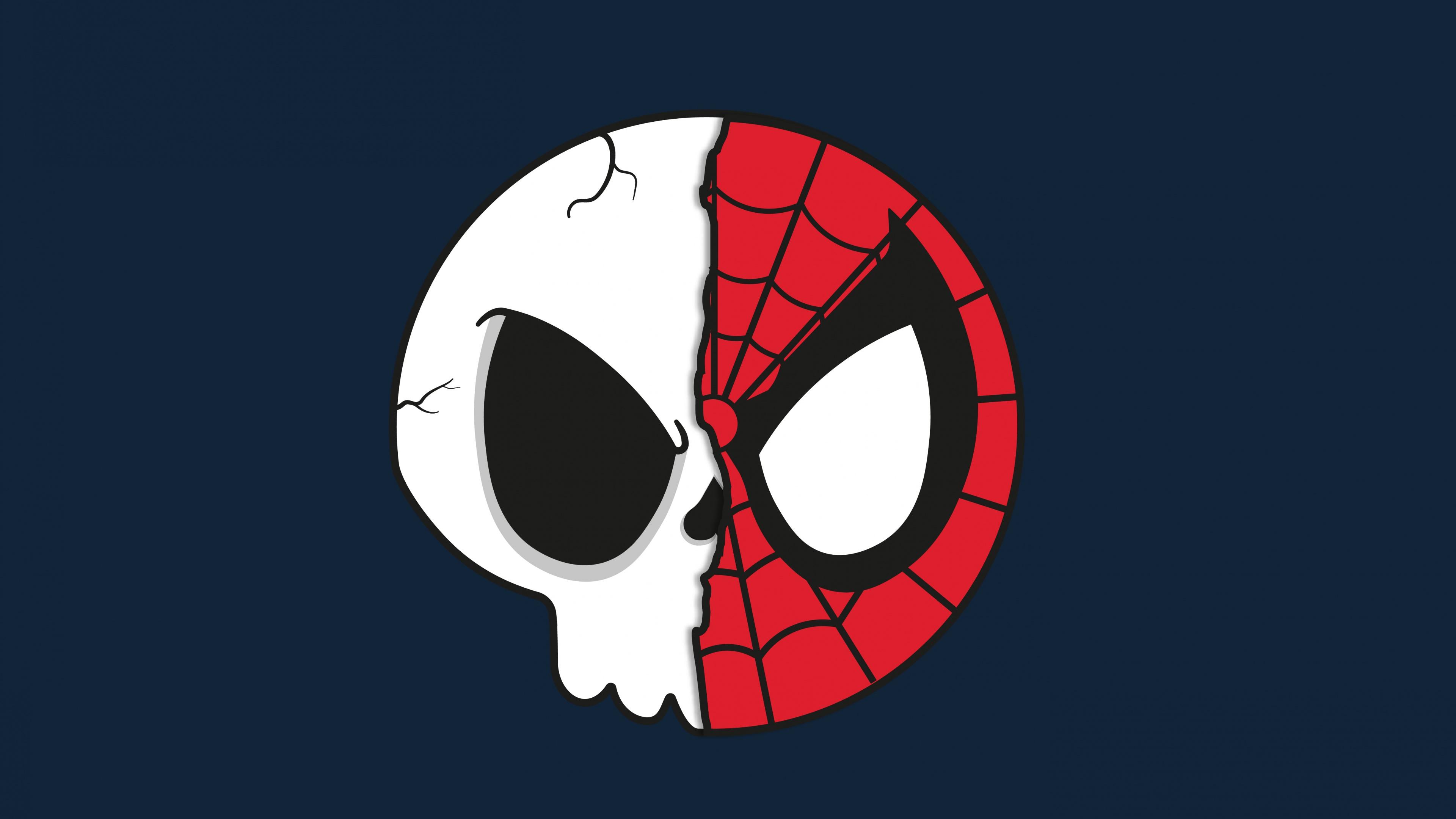 3840x2160 Download Spider Skull, Superhero, Spider Man, Minimal Wallpaper, 3840x 4K UHD 16: Widescreen