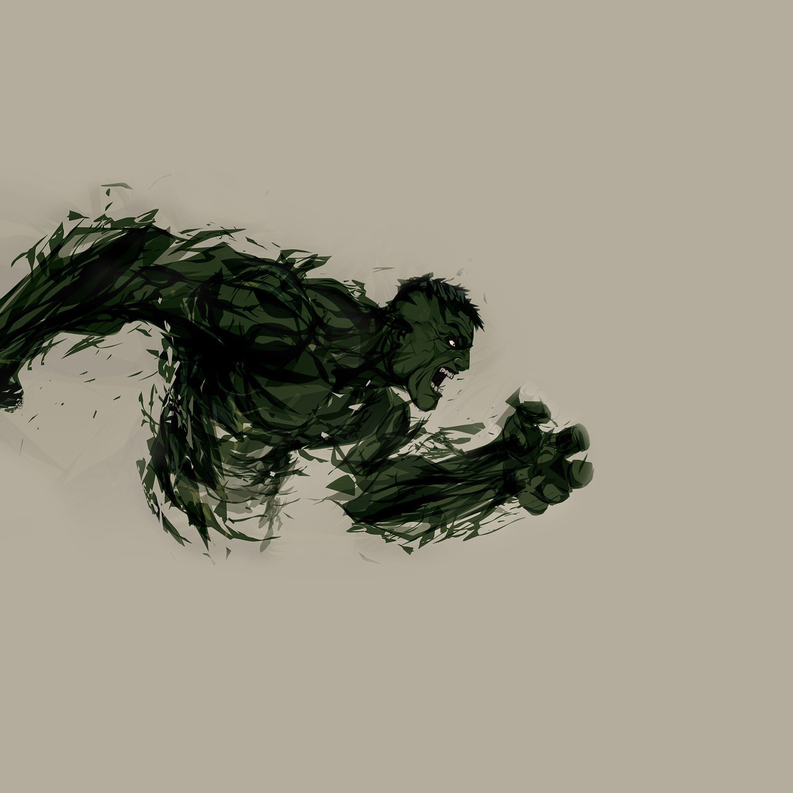 2732x2732 Hulk Illust Anger Minimal Hero Art