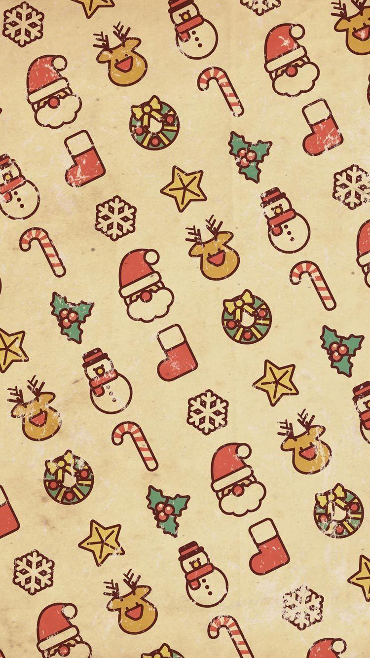 Merry Christmas Vintage Reindeer Illustration iPhone 8 Wallpapers Free  Download