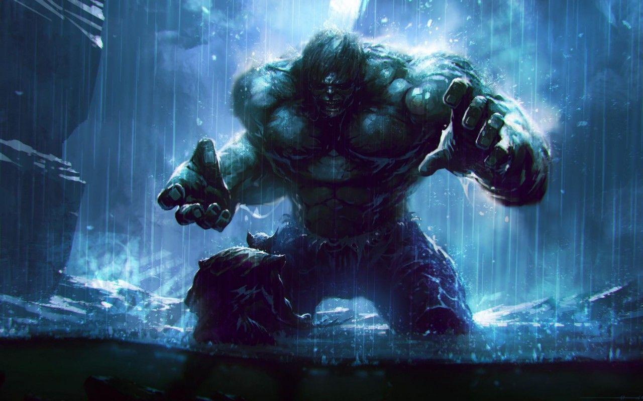 1280x800 Download 1280x800 Incredible Hulk, Raining, Artwork Wallpaper