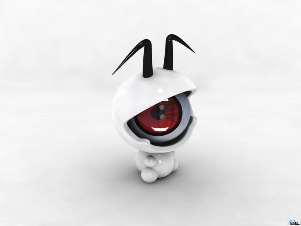 1024x768 SuperHD.pics: Fun 3D Cute Robot Ball With Ears Desktop Bakcgrounds Desktop Background