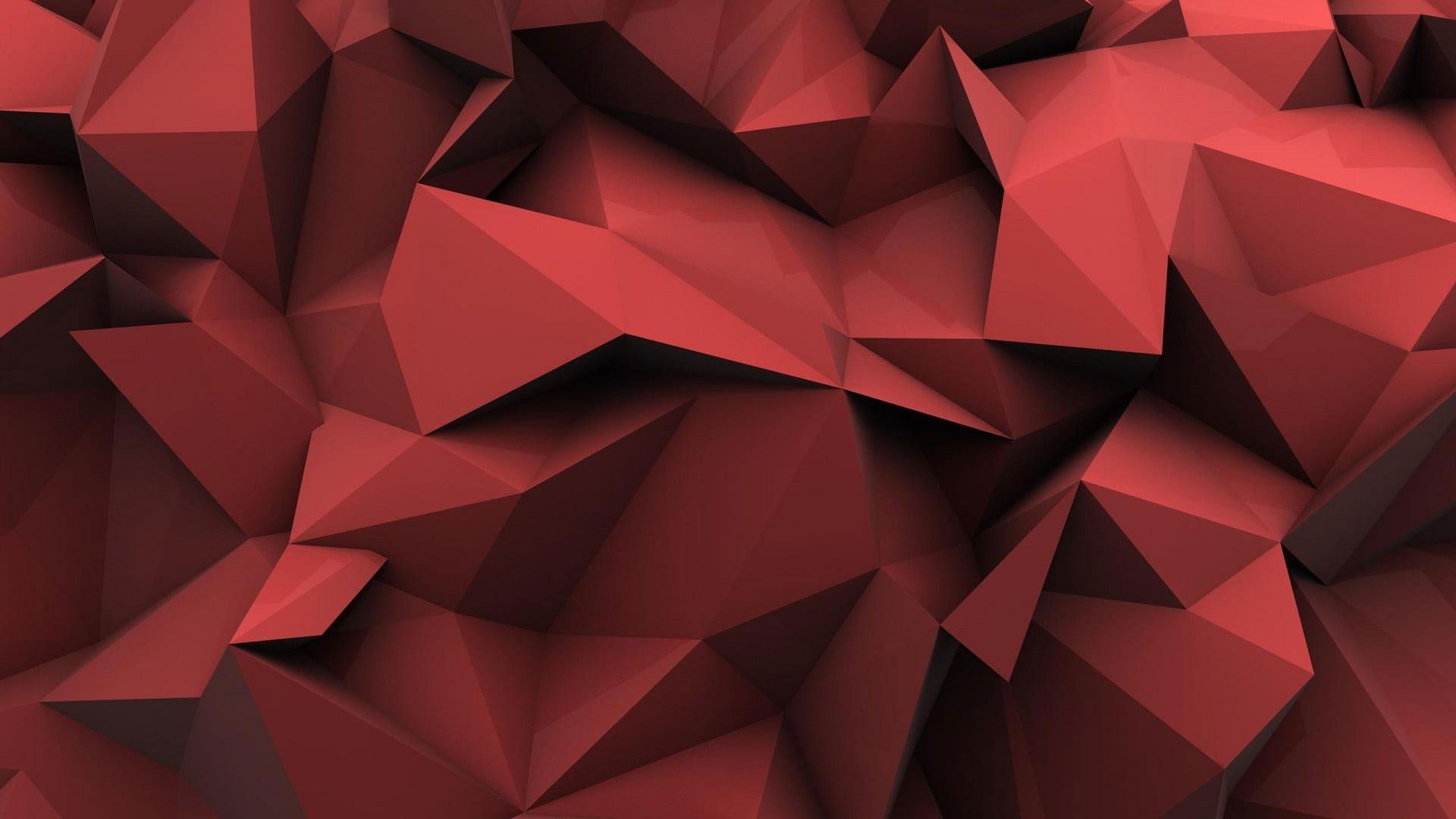 1920x1080 Polygon Wallpaper, Red And Black Origami Wallpaper, Minimalism, Low Poly, Abstract • Wallpaper For You