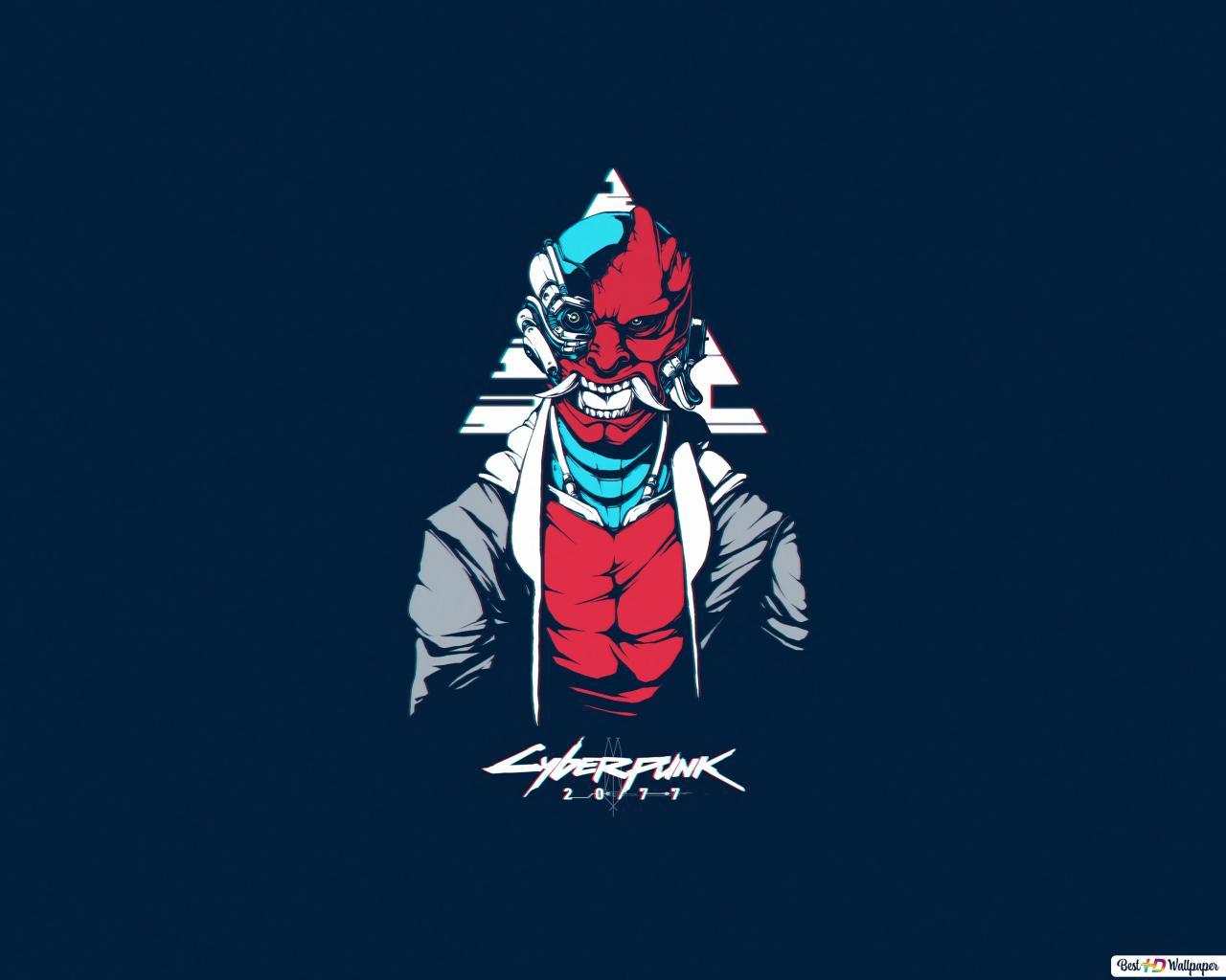 1280x1024 Cyberpunk 2077' Video Game (Minimalist Samurai Logo) HD wallpaper download 2077 wallpaper