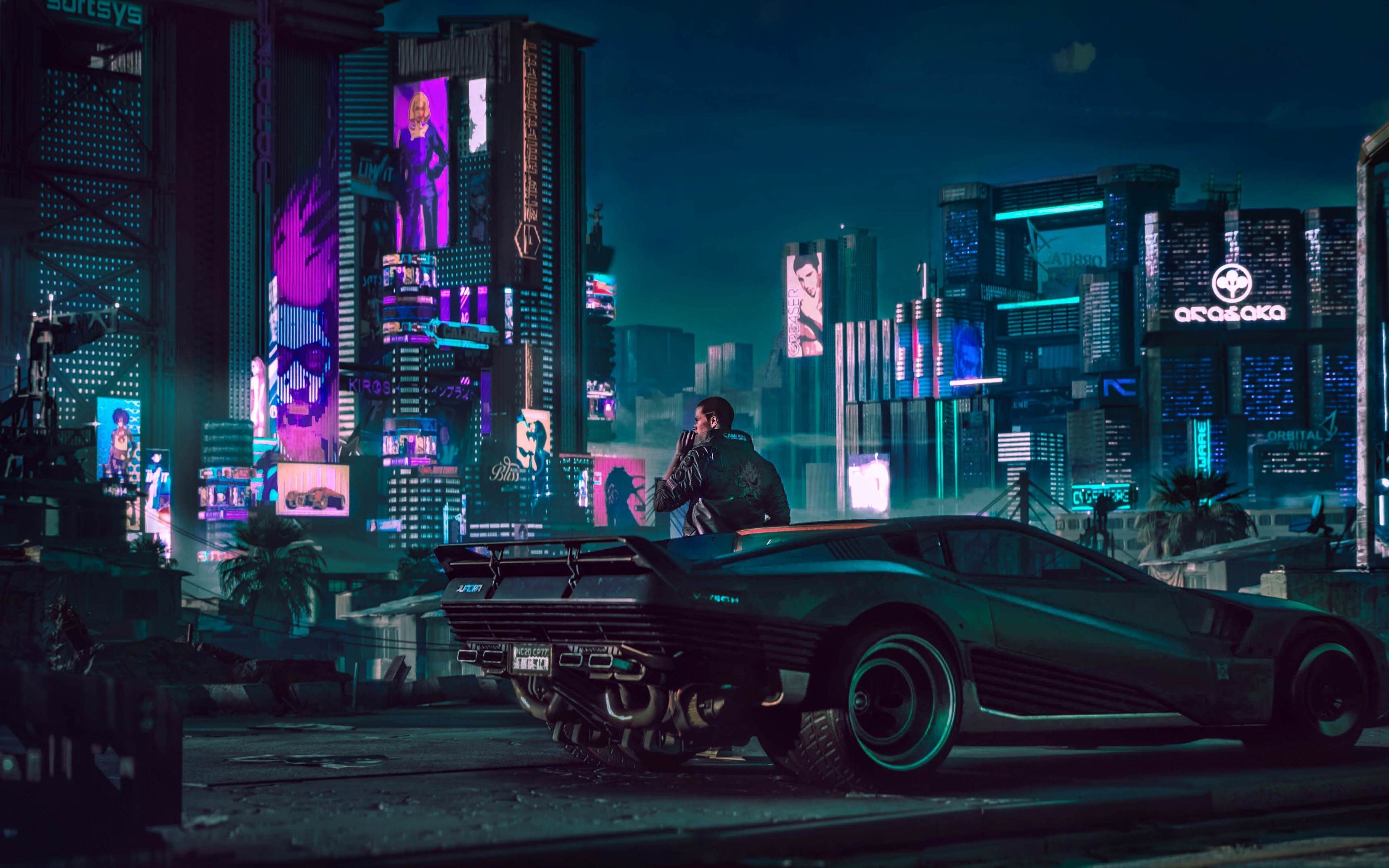 3840x2400 Artwork Cyberpunk 2077 Night Fantasy Art Futuristic City Illustration Fan Art Digital Art Car