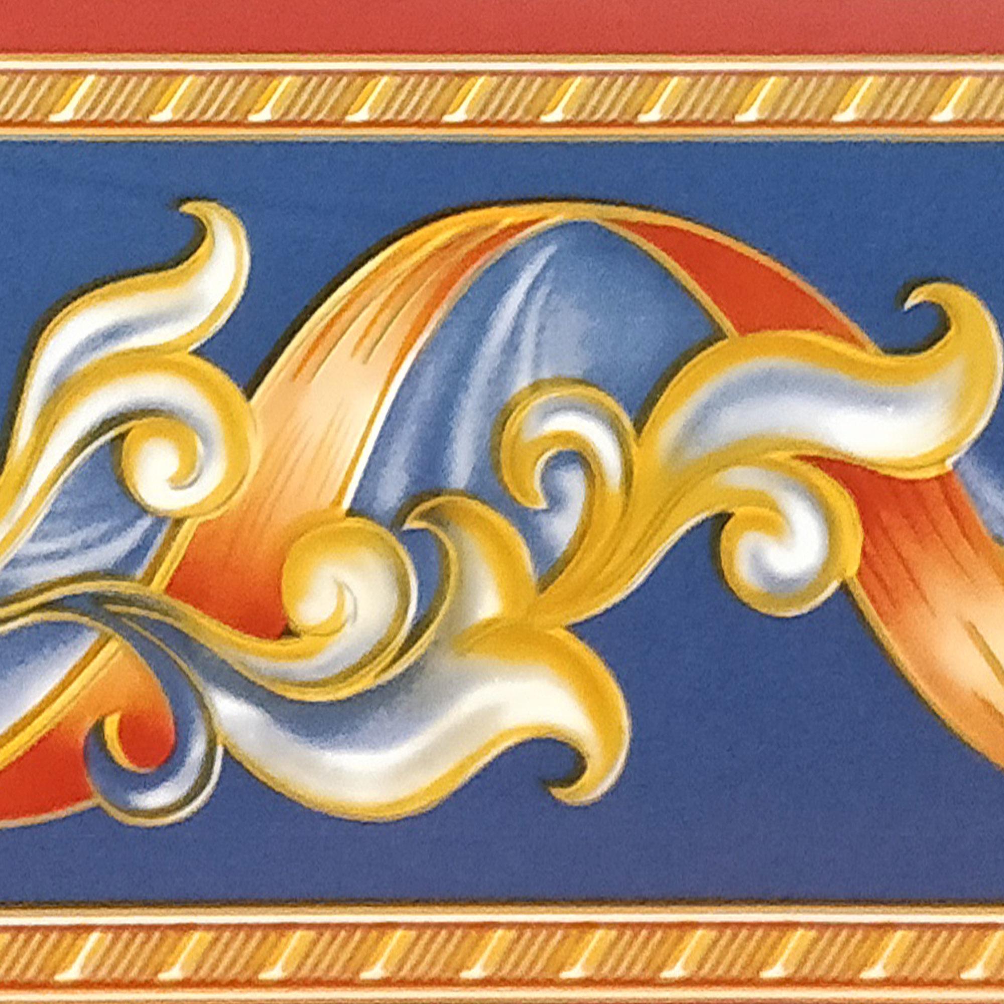 2000x2000 Dundee Deco Peel and Stick Self Adhesive Wallpaper Border Yellow Stripe Yellow Vines Navy Blue, 33 ft x 4 in