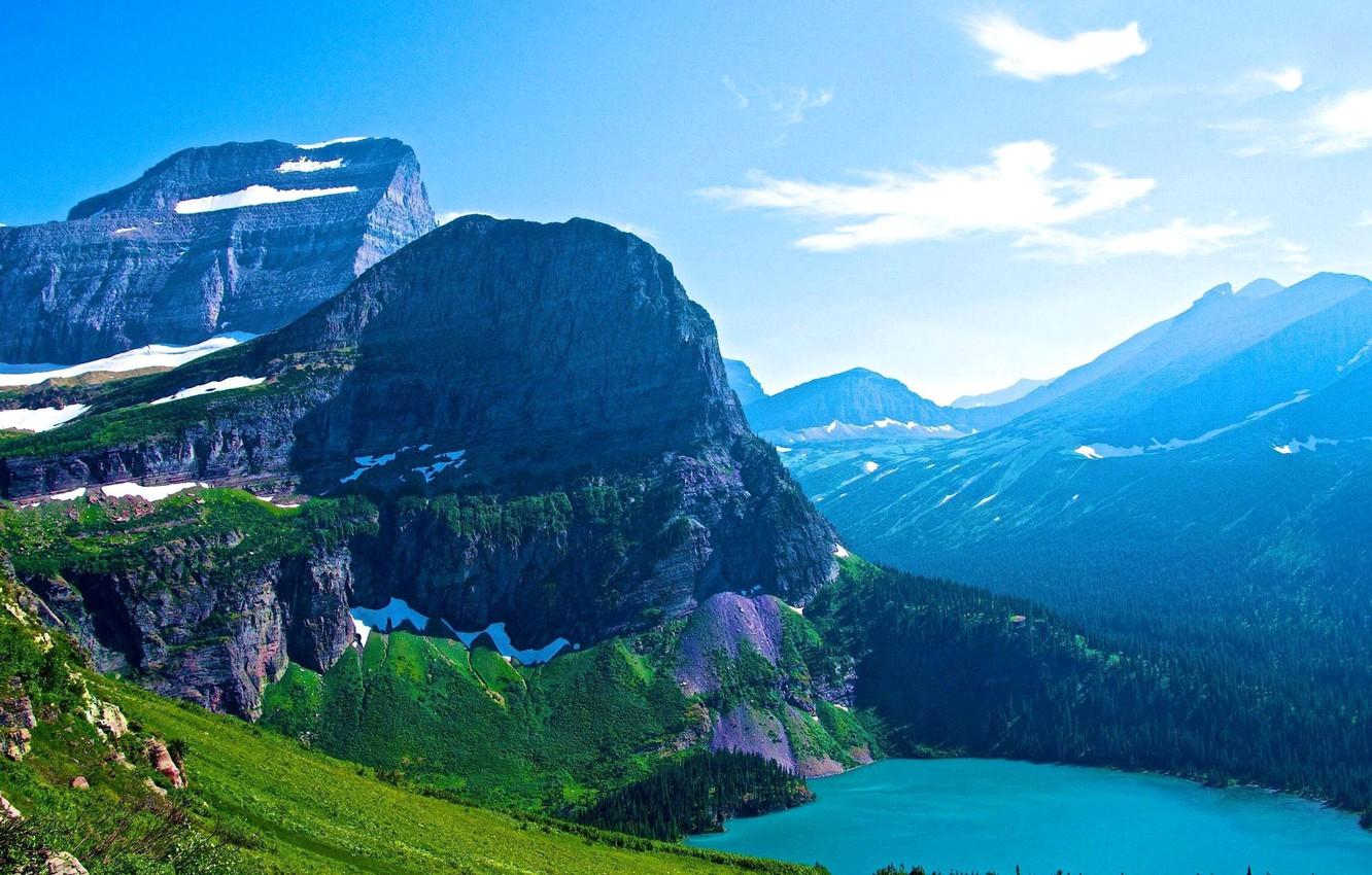 1332x850 Wallpaper the sky, mountains, lake, USA, glacier national park, montana image for desktop, section пейзажи