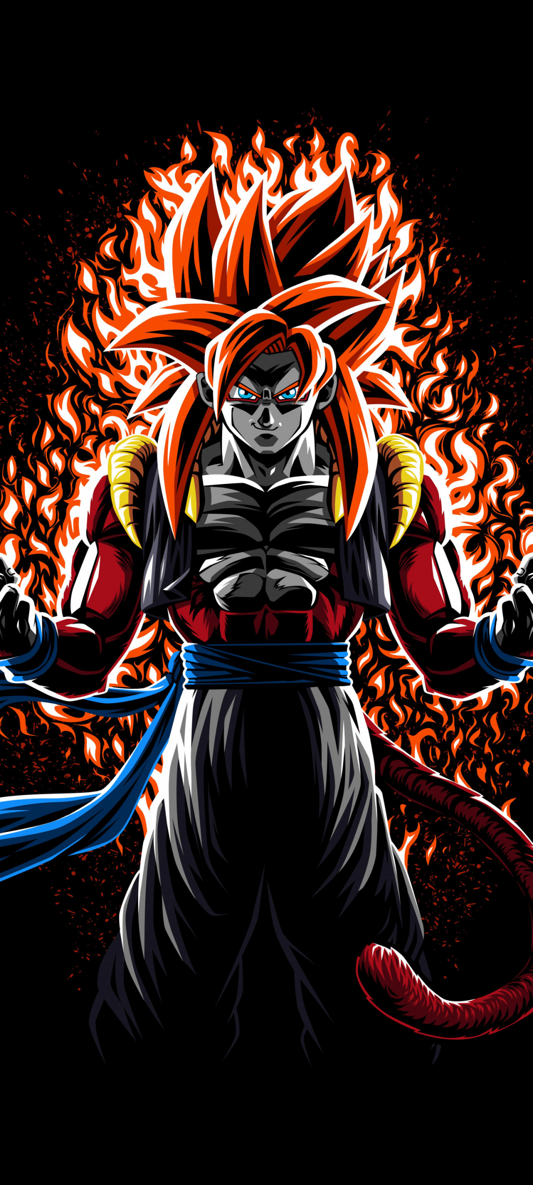 1080x2400 Goku Wallpaper 4K, Super Saiyan 4 Fusion