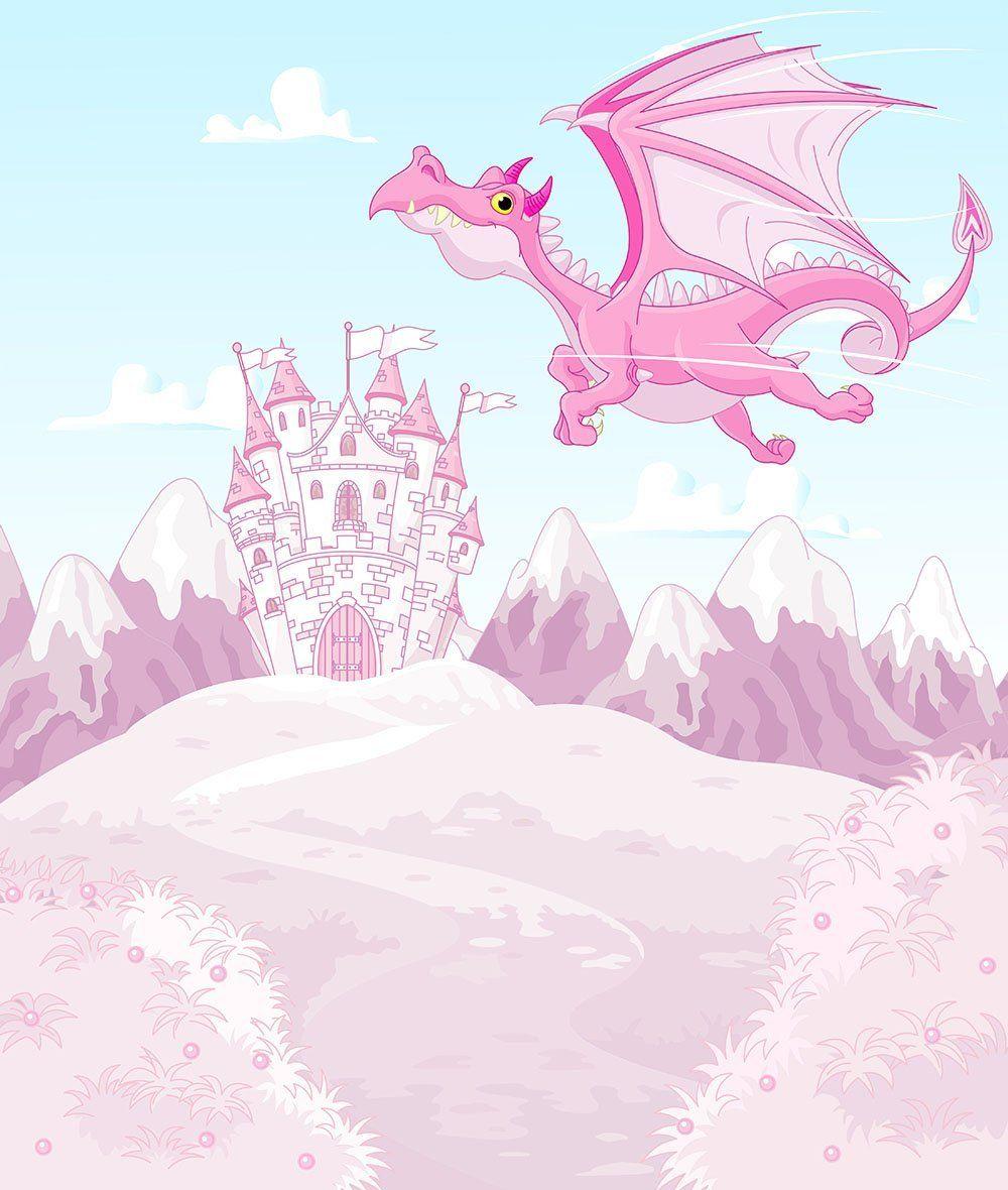1000x1180 magic dragon on princess castle Wall Mural Wallpaper. Canvas Art Rocks