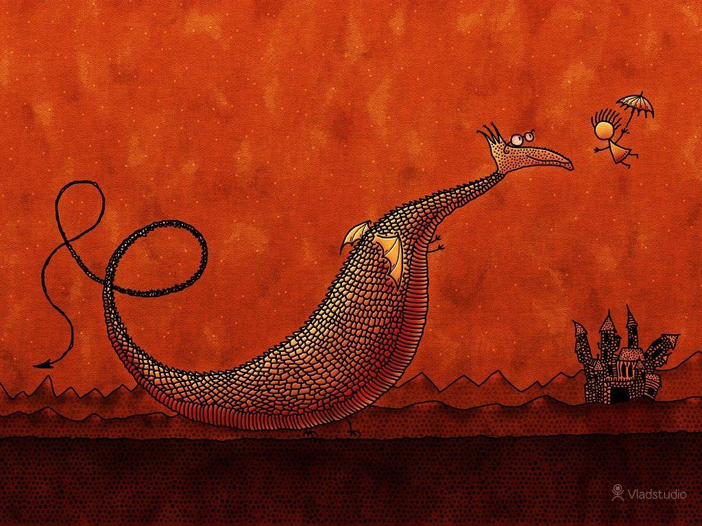1024x768 vladstudio artwork dragon castle umbrella wallpaper and background