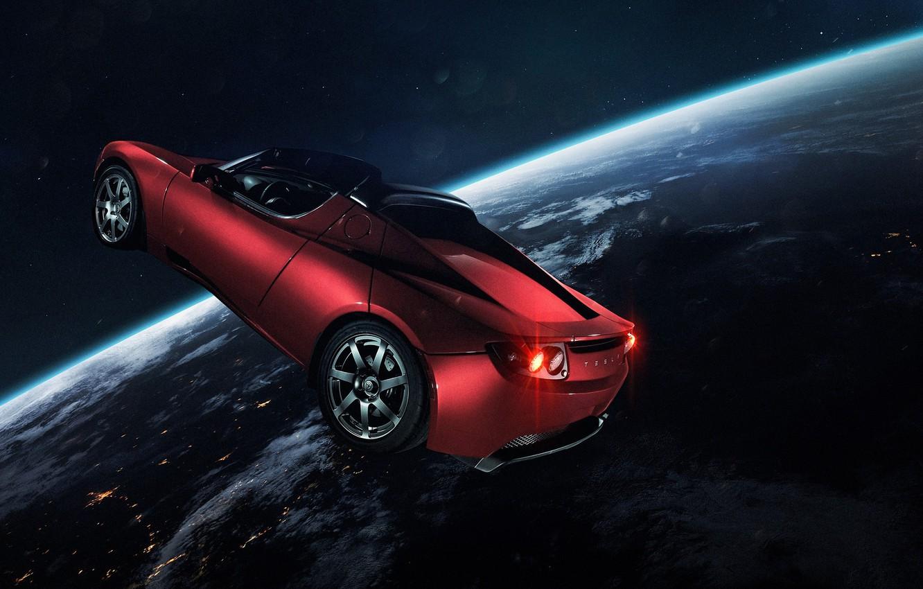 1332x850 Wallpaper Auto, Planet, Space, Machine, Light, Earth, Light, Art, Space, Art, Earth, Satellite, Auto, Planet, Tesla, Machine image for desktop, section космос