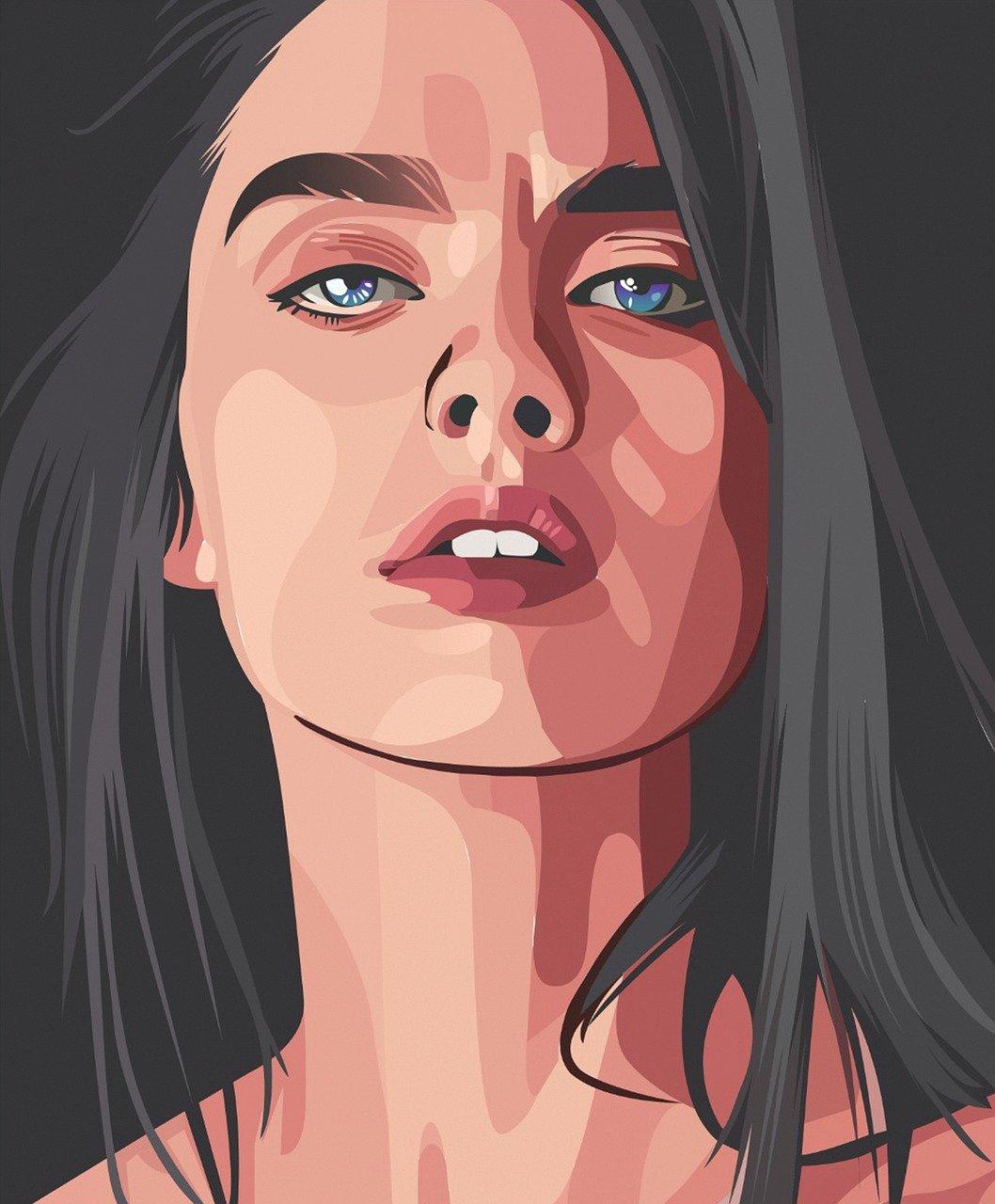 1058x1280 Vector Art Girl Beautiful