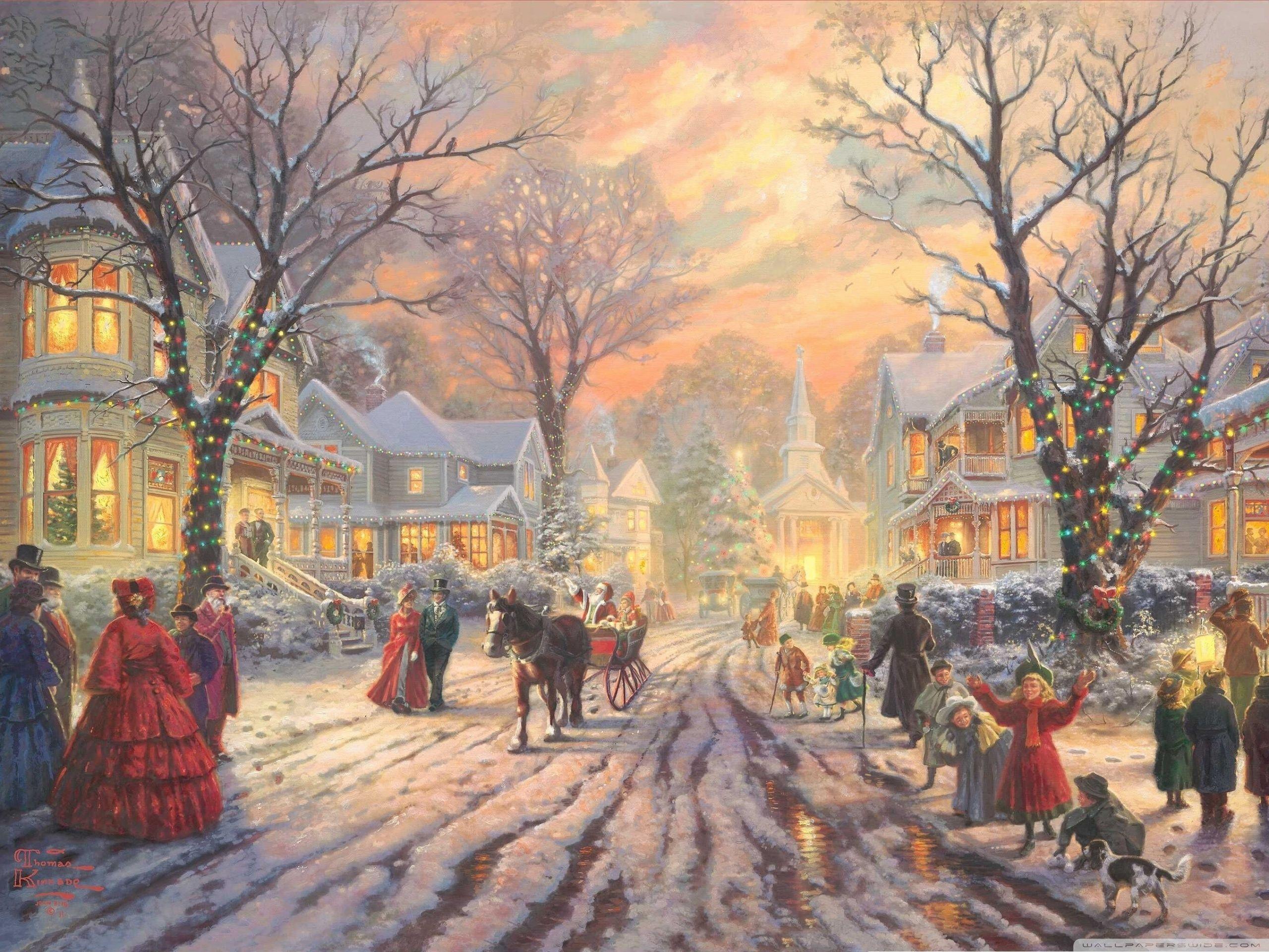 2560x1920 Christmas celebration in the city wallpaper and image