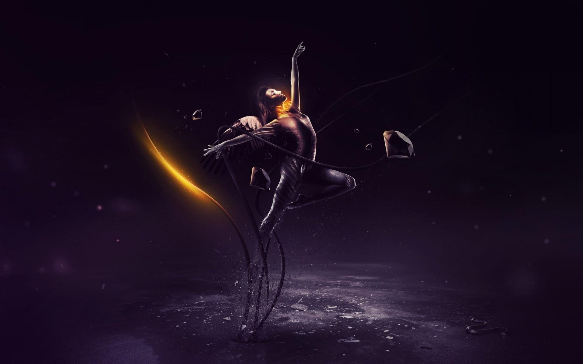 1920x1200 Abstract Girl Dance Vector Wallpaper