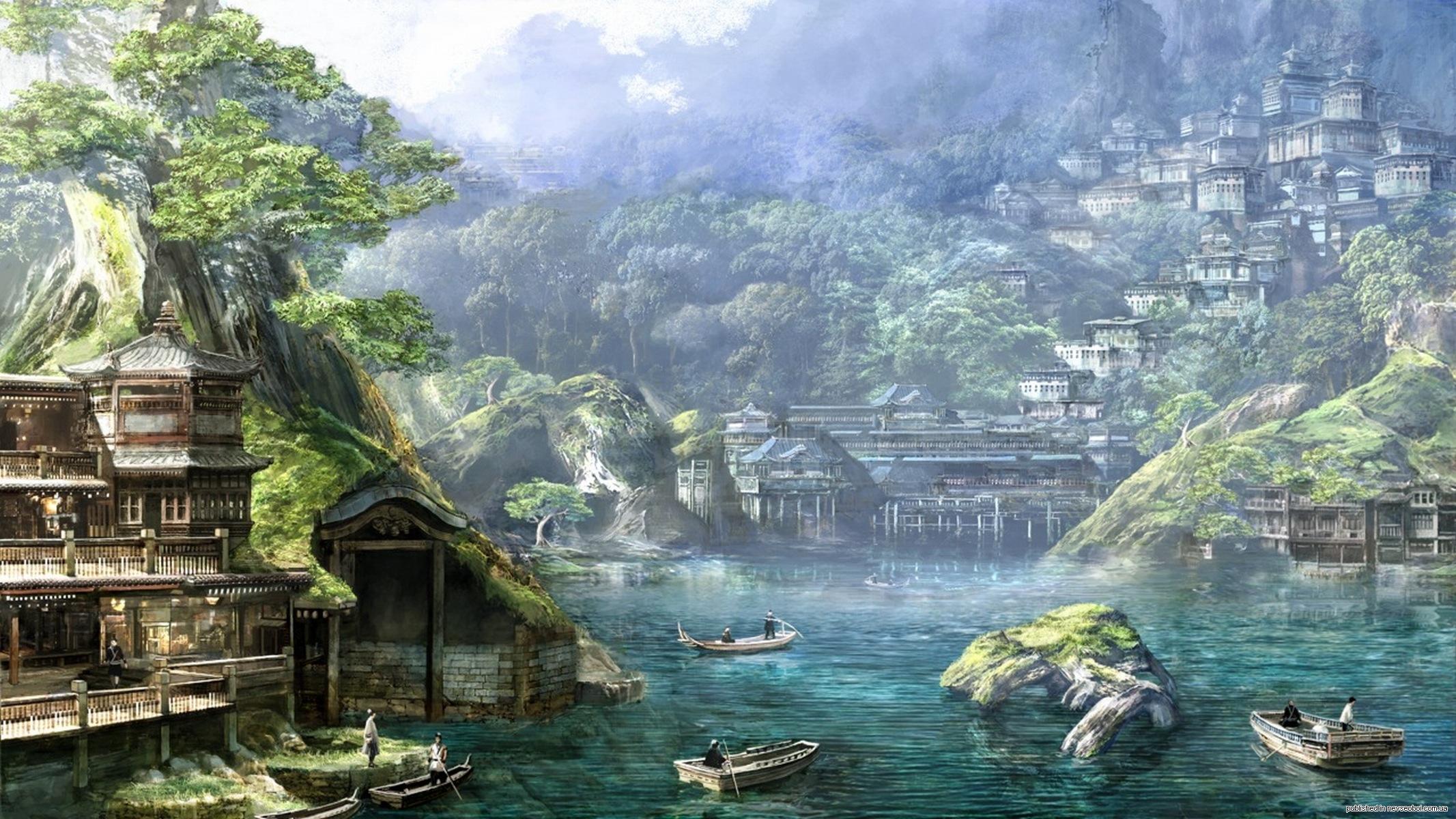 2133x1200 Fantasy City HD Wallpaper