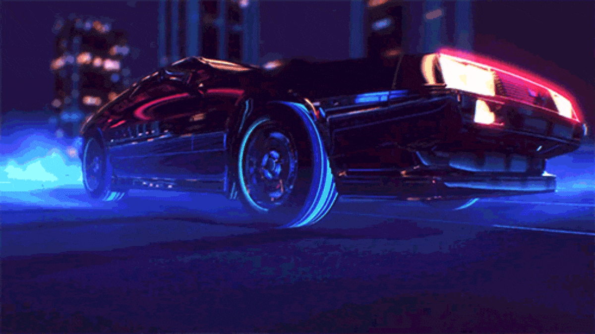 1200x674 This Epic Animation Blends 'Back to the Future' with 'Tron'. Car gif, Delorean, Gif
