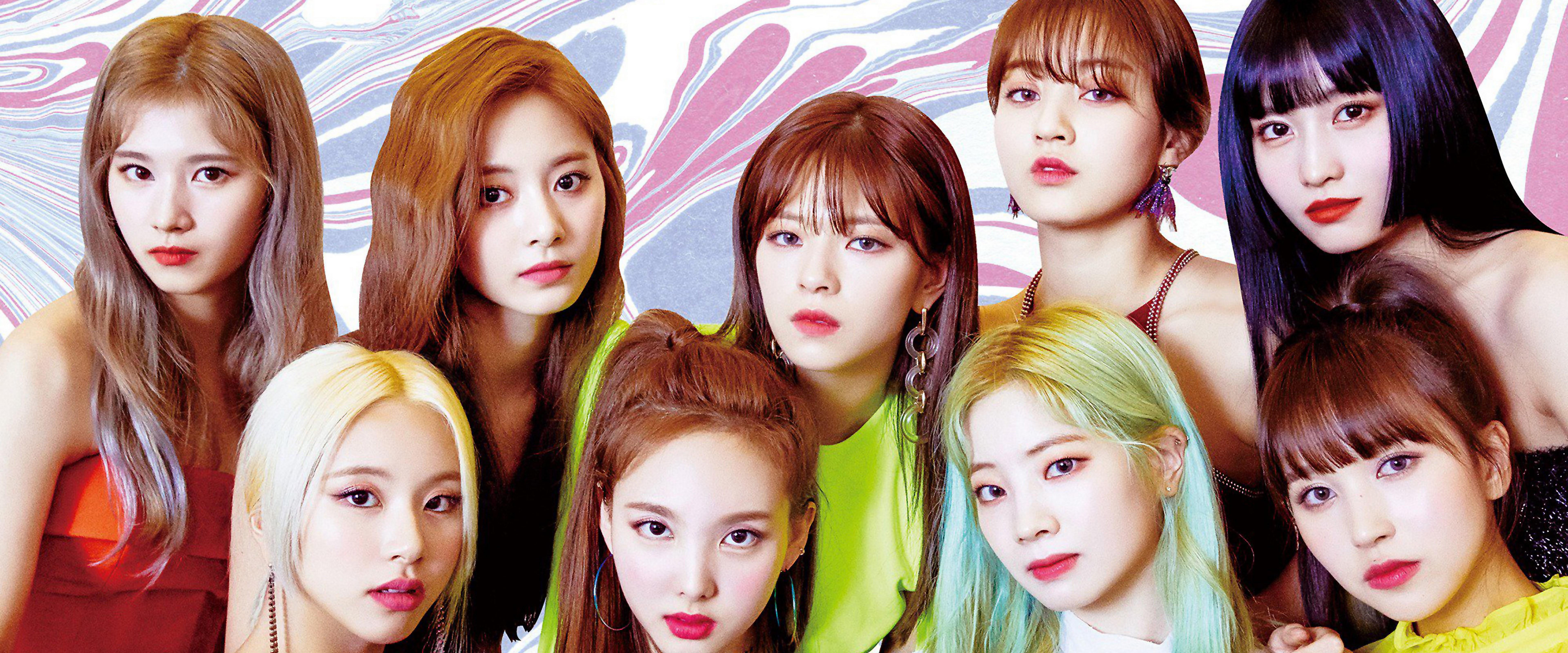 7680x3200 TWICE Fancy You Members 4K Wallpaper