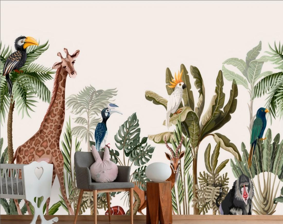 Safari Fusion Jungle Tropical Exotic Animal Wallpaper 
