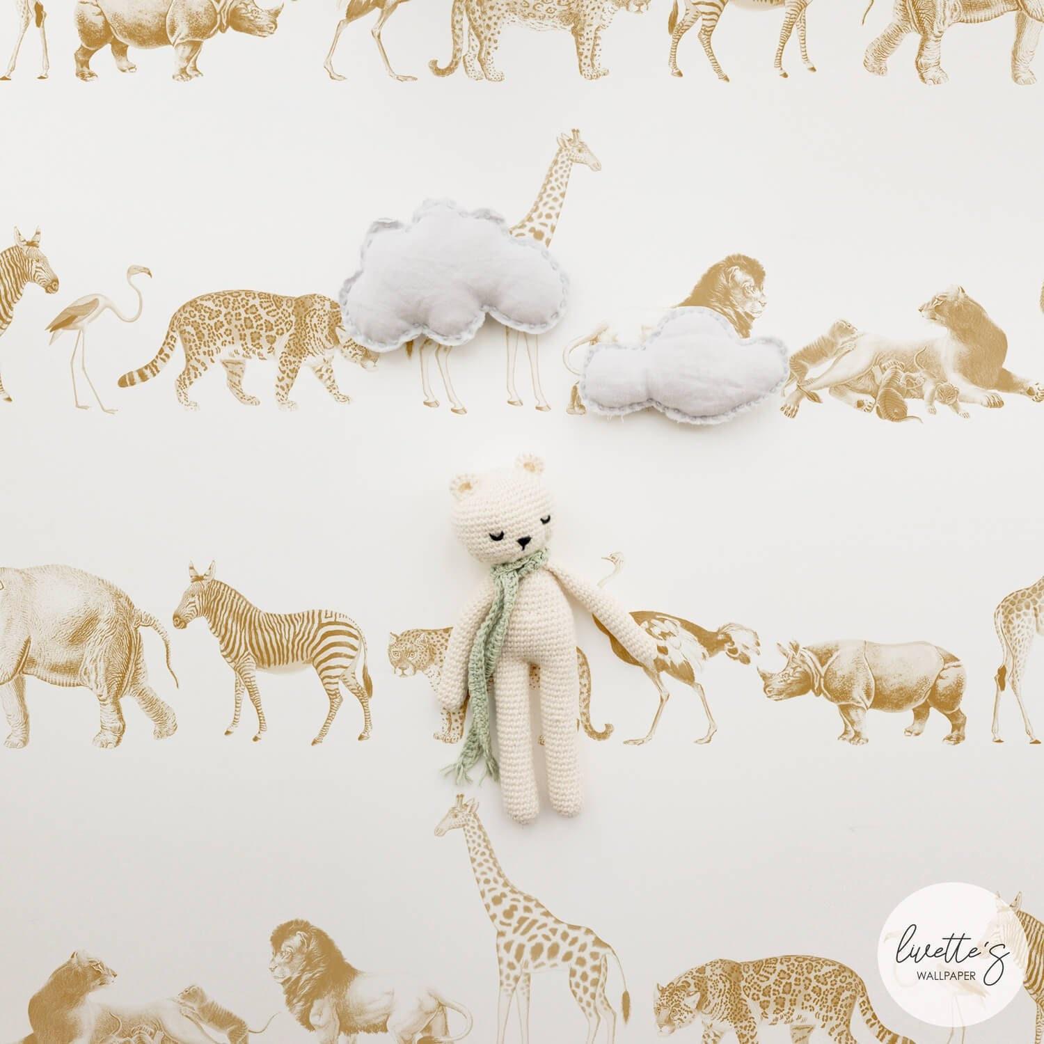 1500x1500 Safari Animals Removable Wallpaper Gender Neutral Nursery
