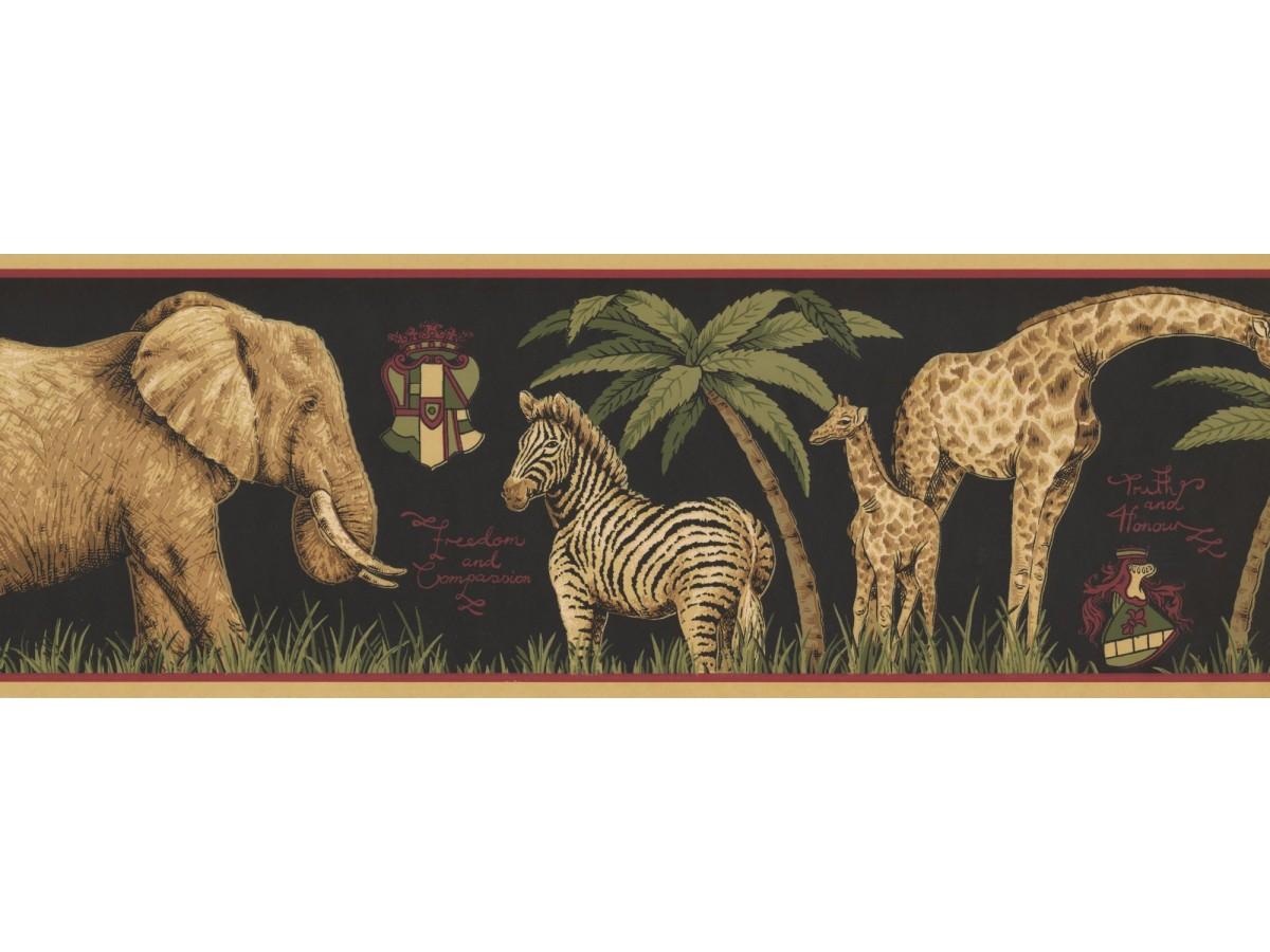 Safari African Animals Lion Elephant Zebra Golden Brown Wallpaper Border   eBay
