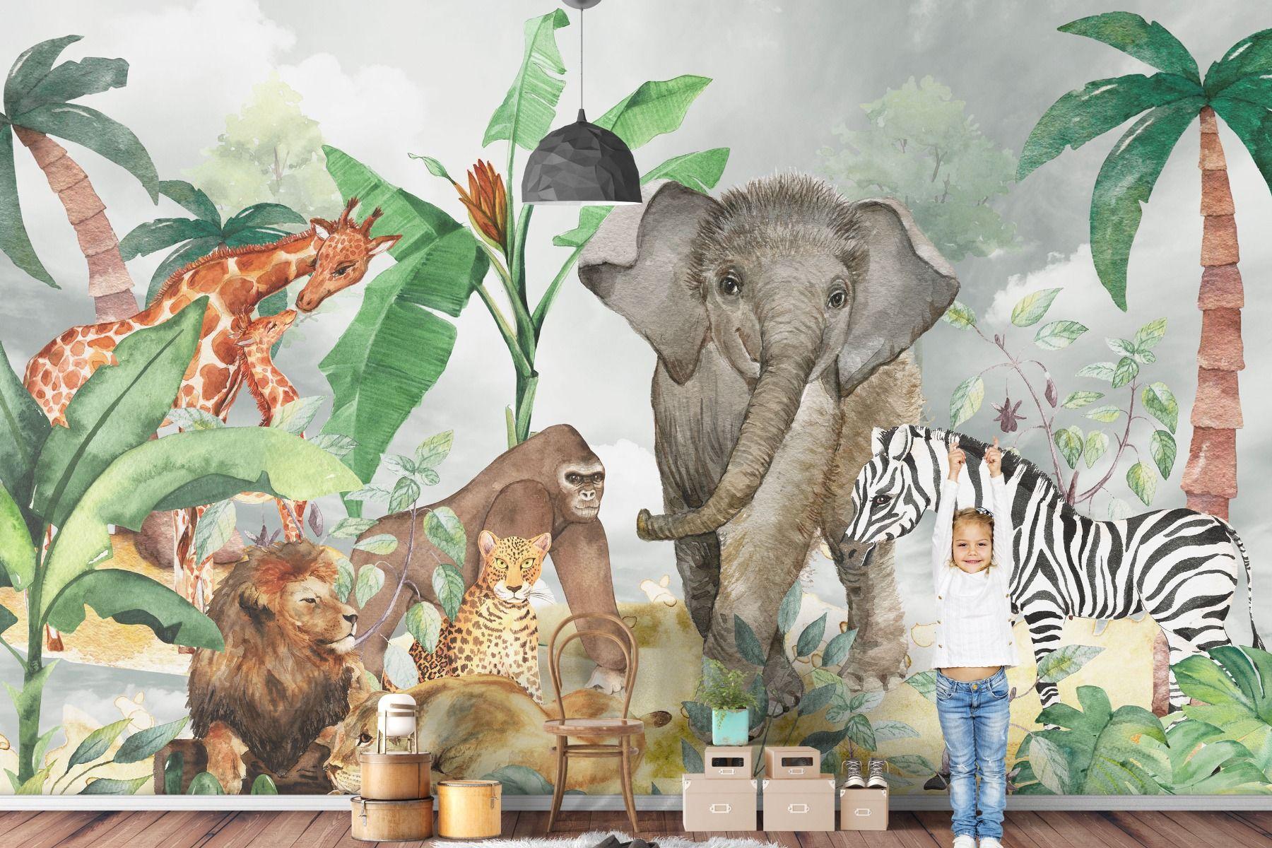 1800x1200 Animal Safari Wallpaper Tropical Jungle Removable Wallpaper