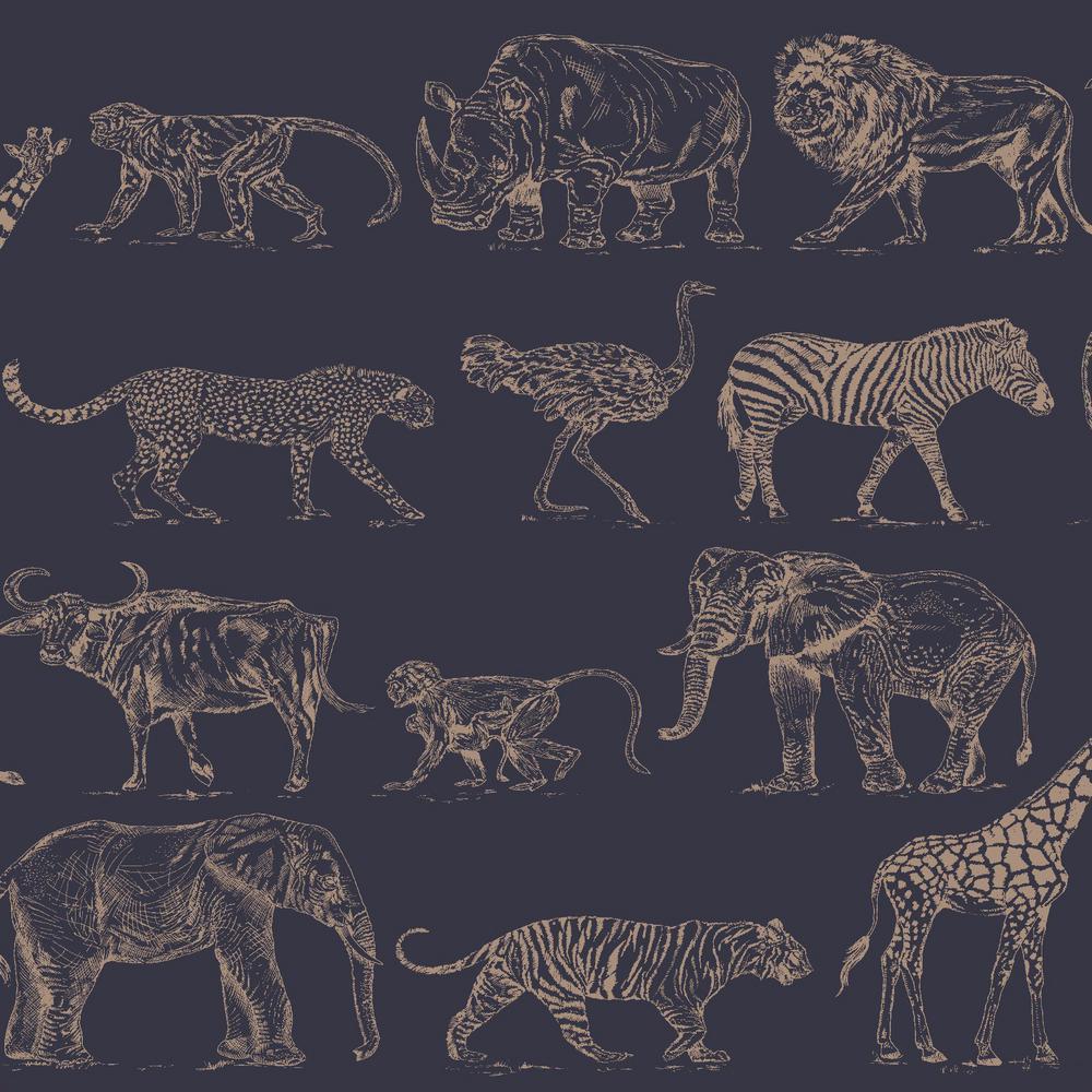 1000x1000 Safari Navy Copper Wallpaper Sample 10489394 Home Depot