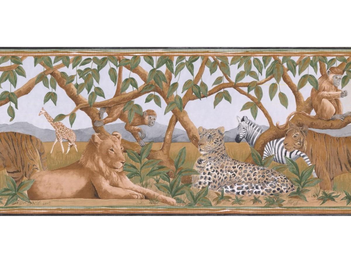 1200x900 Jungle Animals Wallpaper Border BR14010B