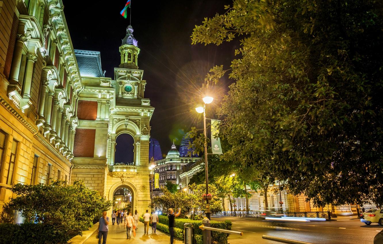 1332x850 Wallpaper night, night, Azerbaijan, Azerbaijan, Baku, Baku image for desktop, section город
