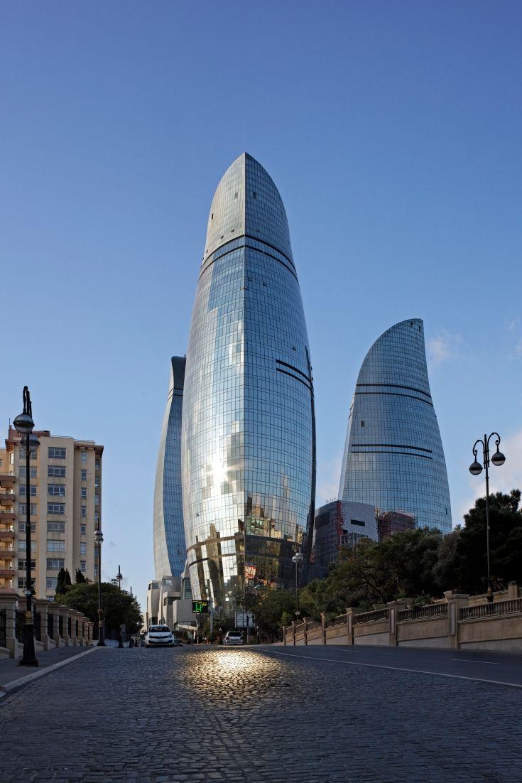 735x1102 Flame Towers / Baku / Azerbaijan / Schüco reference project. Azerbaijan travel, Baku city, Baku azerbaijan