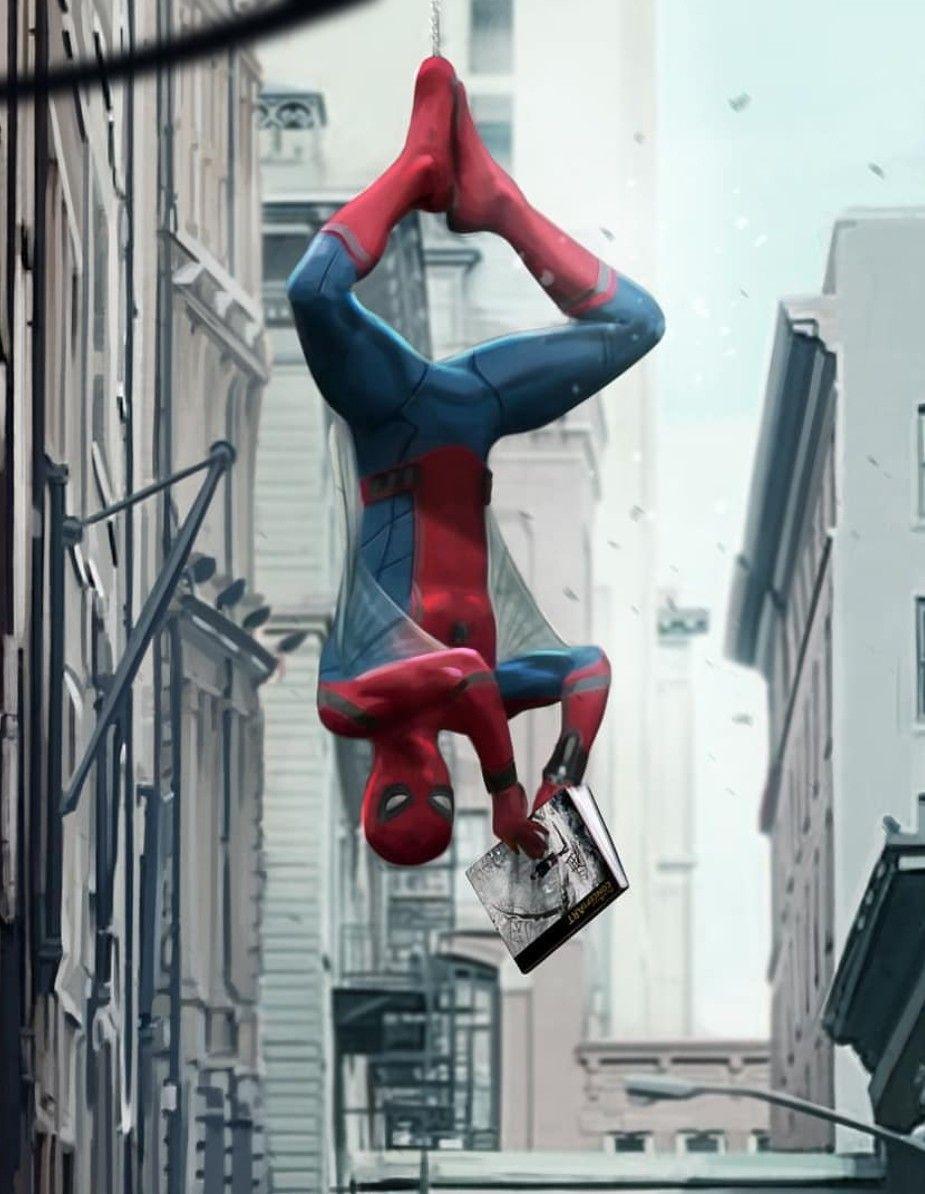 925x1194 Spider Man Upside Down And Reading. Marvel Art Drawings, Hero Wallpaper, Hanging Upside Down