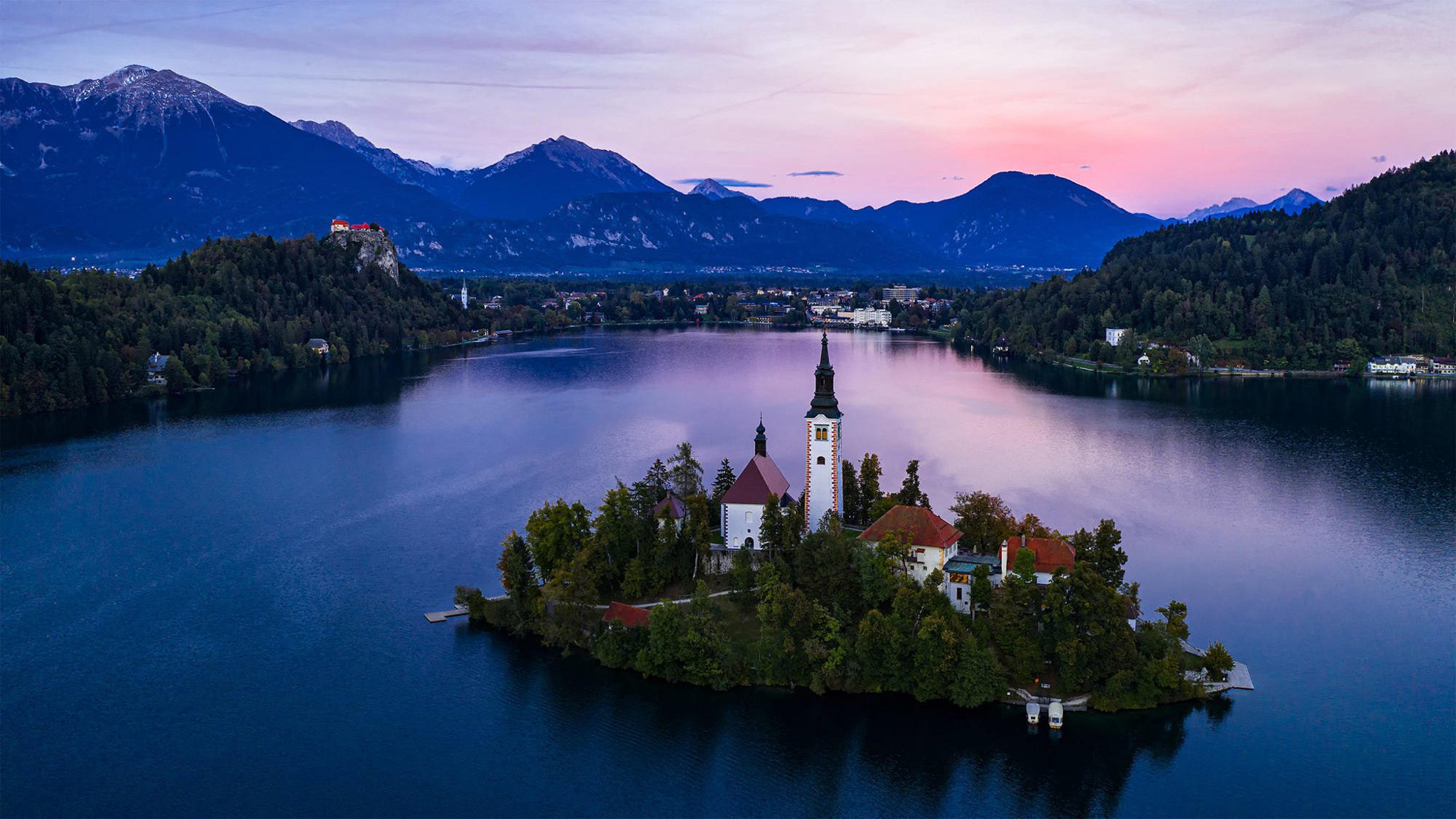 3840x2160 Lake In Slovenia Lake Bled In The Julian Alps With A Small Island In The Middle Of The Lake And Church On It HD Desktop Wallpaper For Your Computer :