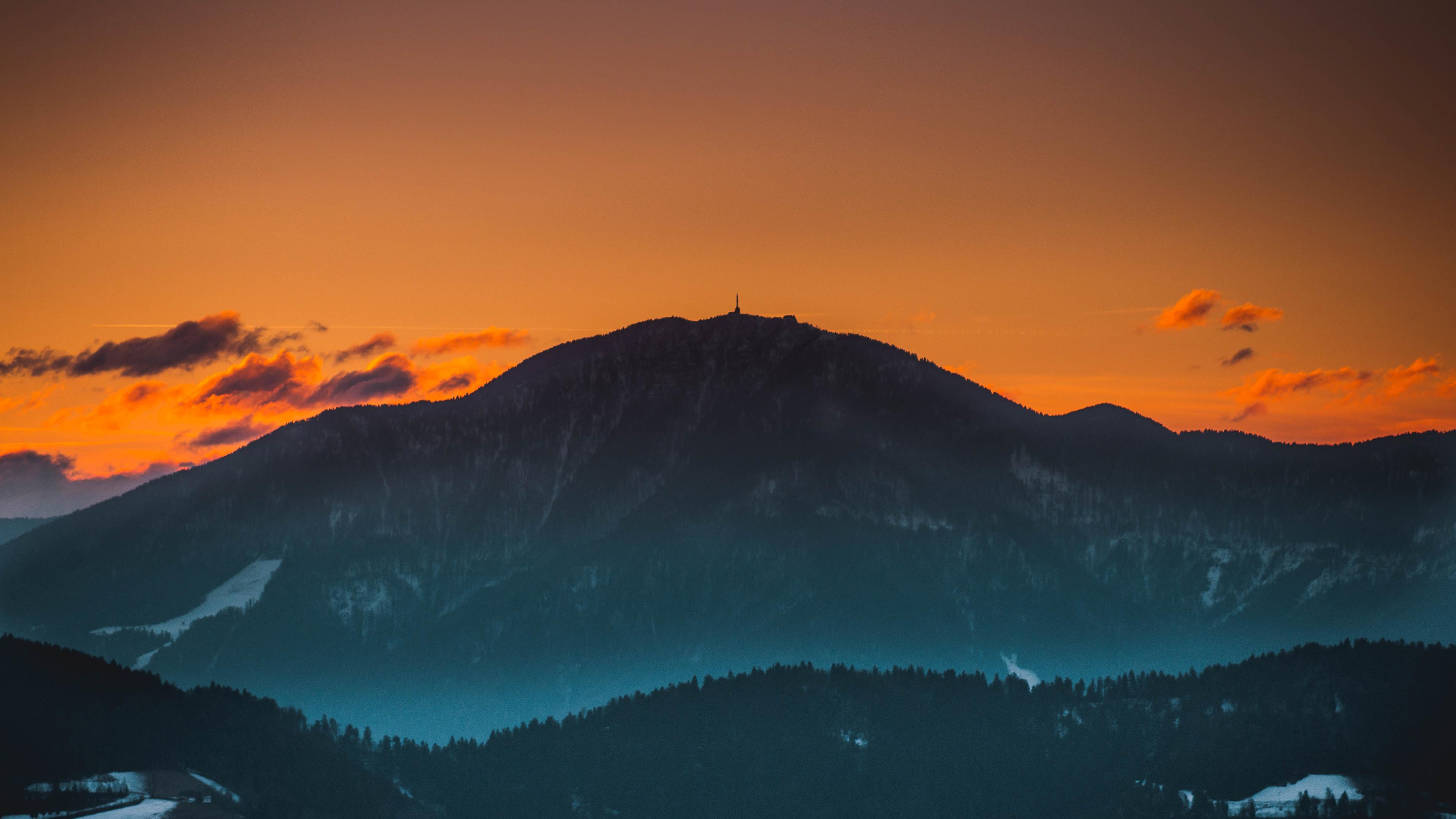 3840x2160 Mount St. Ursula, Peak, Dawn, Dusk, Sunset, Evening sky, Slovenia, 4k Free deskk wallpaper, Ultra HD
