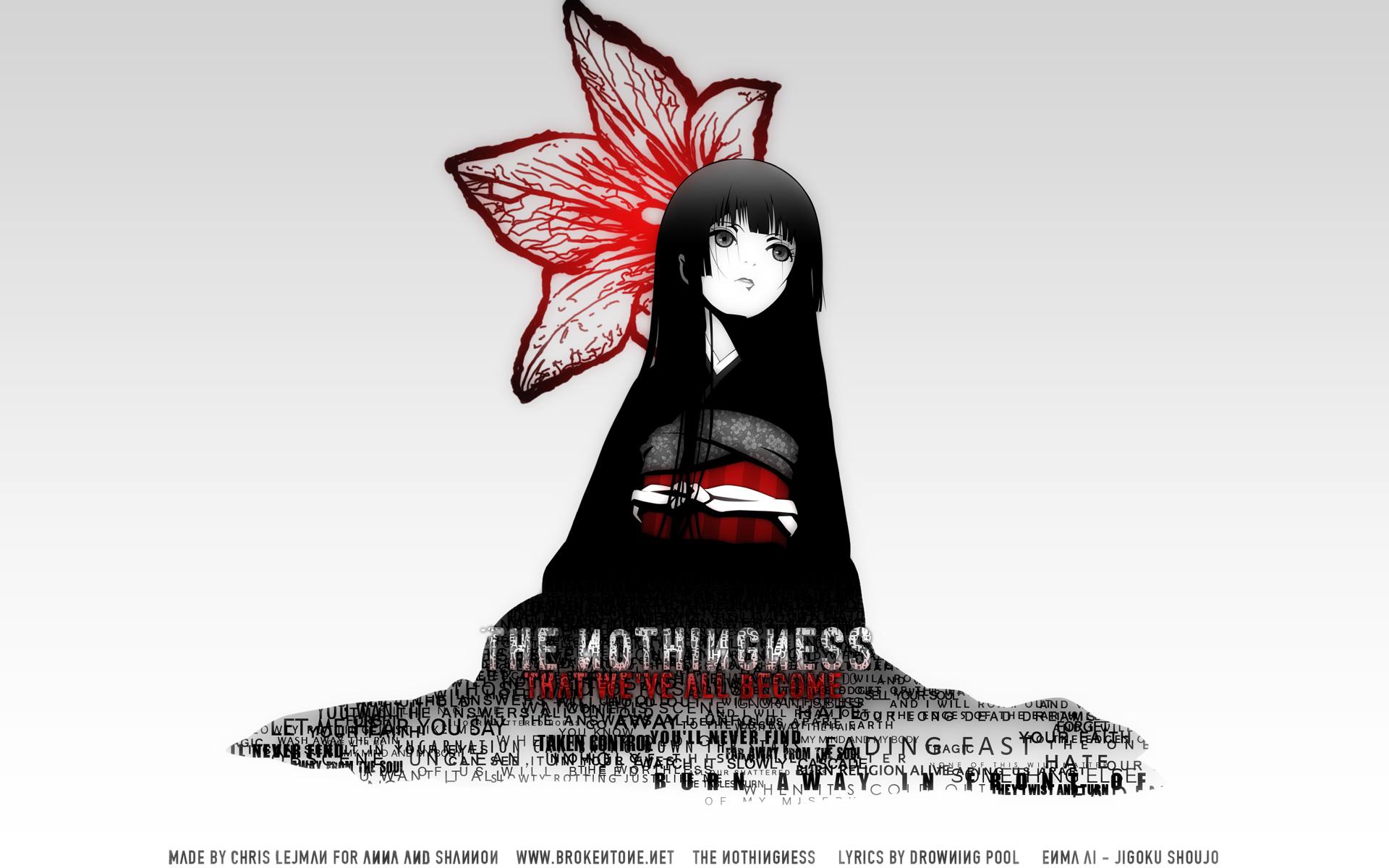 1920x1200 black, Hair, Enma, Ai, Flowers, Japanese, Clothes, Jigoku, Shoujo, Photohop, White Wallpaper HD / Desktop and Mobile Background